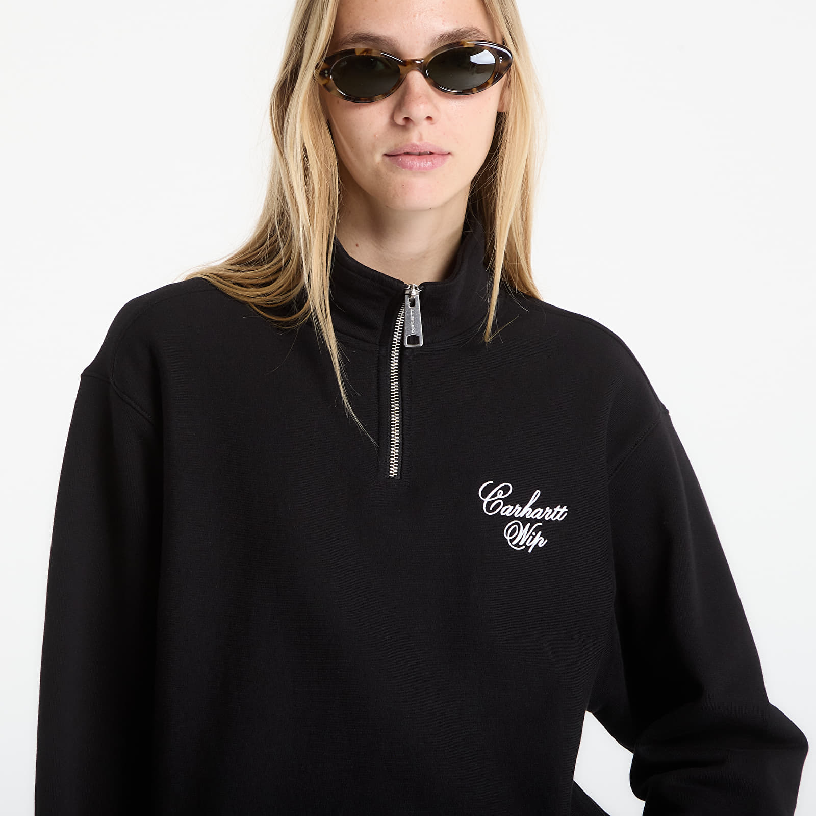 Hanorace Carhartt WIP Longhand Half Zip Sweat UNISEX Black/ White