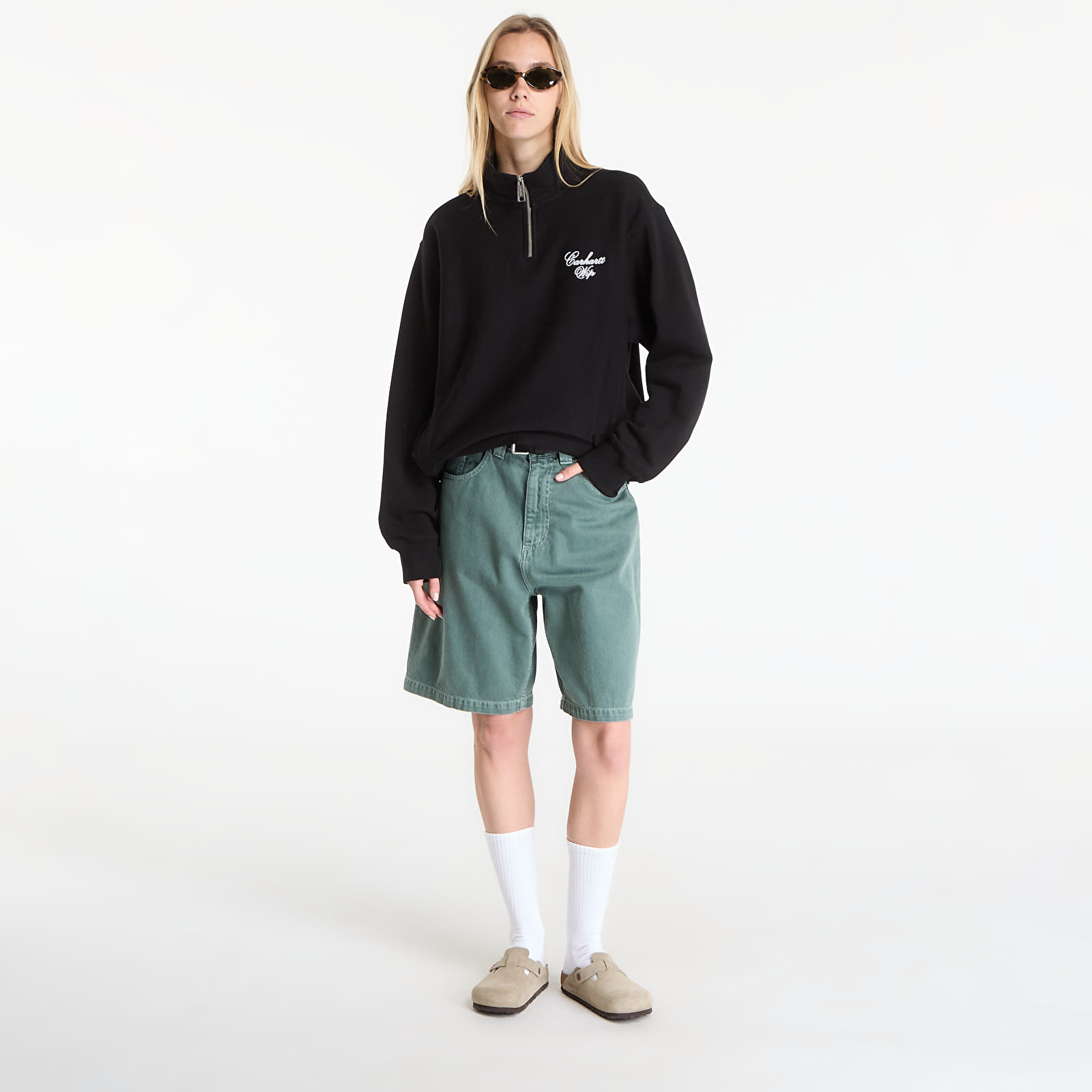 Hanorace Carhartt WIP Longhand Half Zip Sweat UNISEX Black/ White