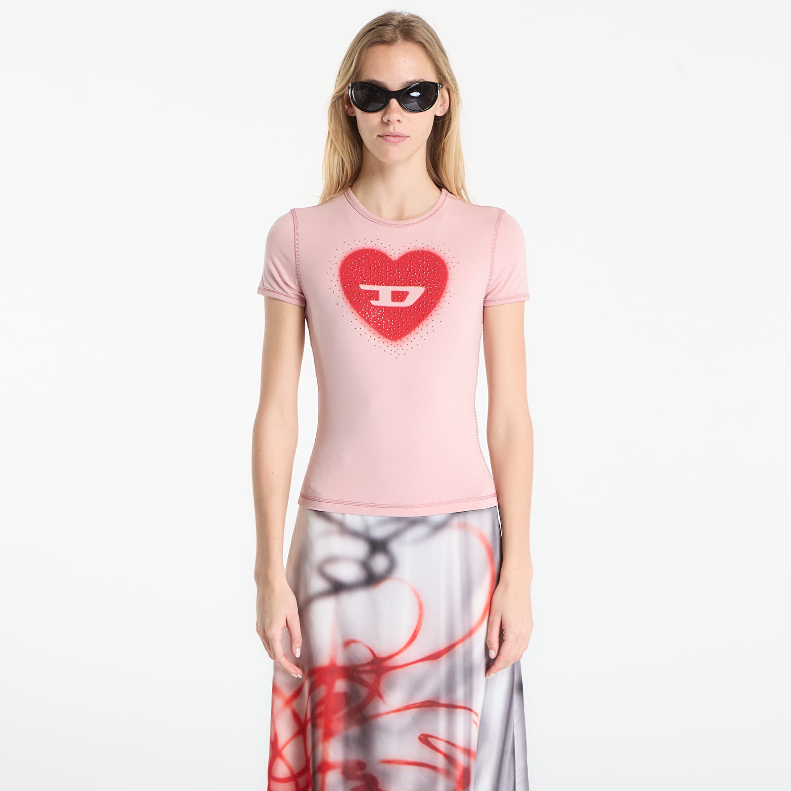 Damen T-Shirts  Diesel T-Uncuties-Long-S5 T-Shirt Pale Mauve