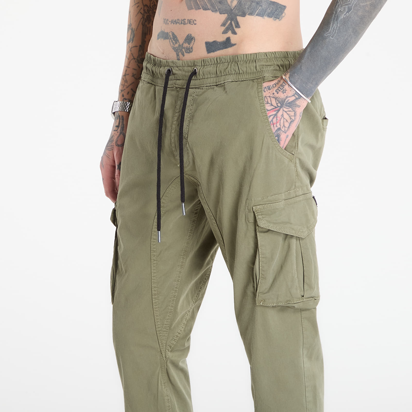 Housut Alpha Industries Cotton Twill Jogger Vintage Green