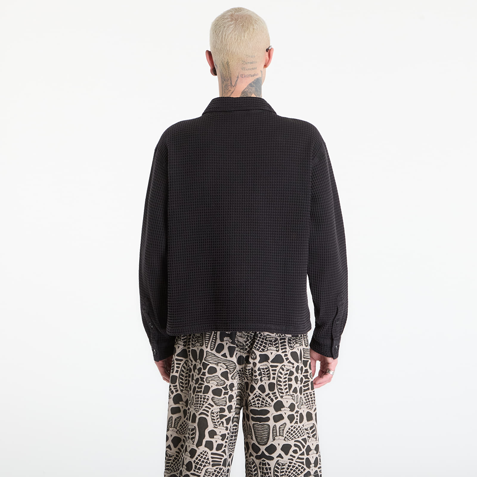 Paidat Brain Dead Waffle Button Front Shirt Black