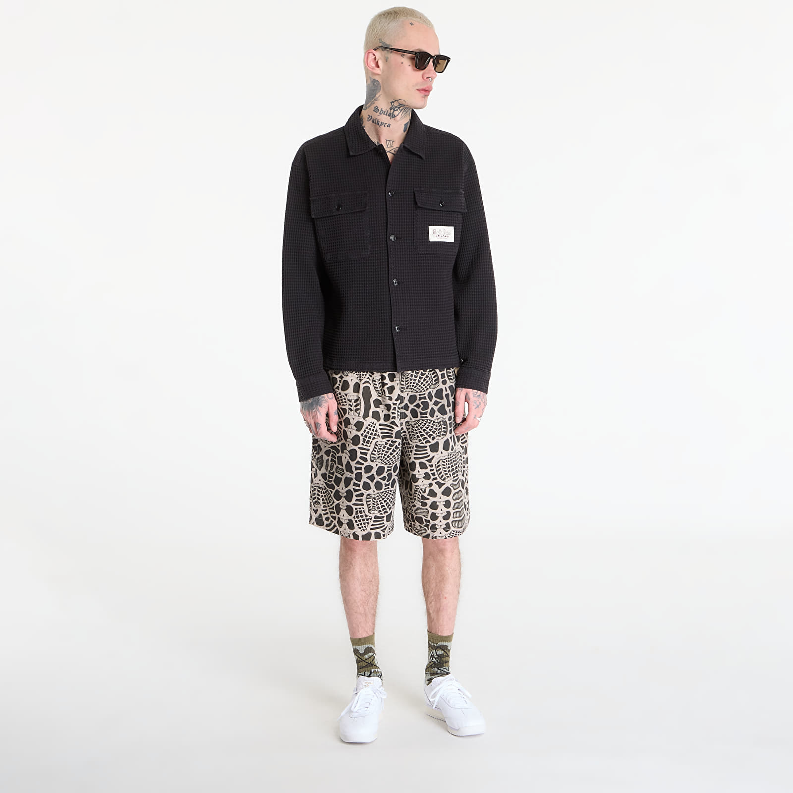 Paidat Brain Dead Waffle Button Front Shirt Black