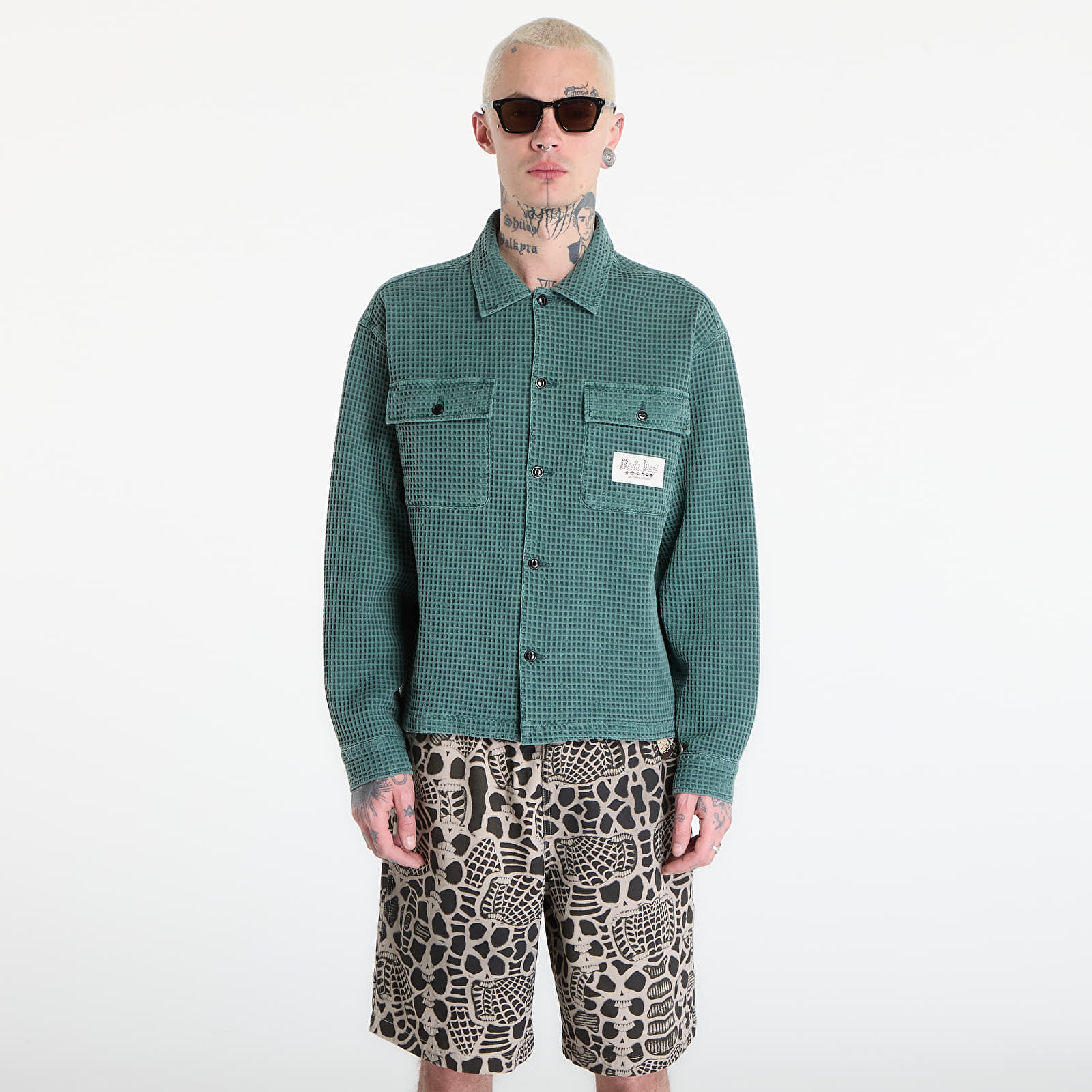 Krekli Brain Dead Waffle Button Front Shirt Pin