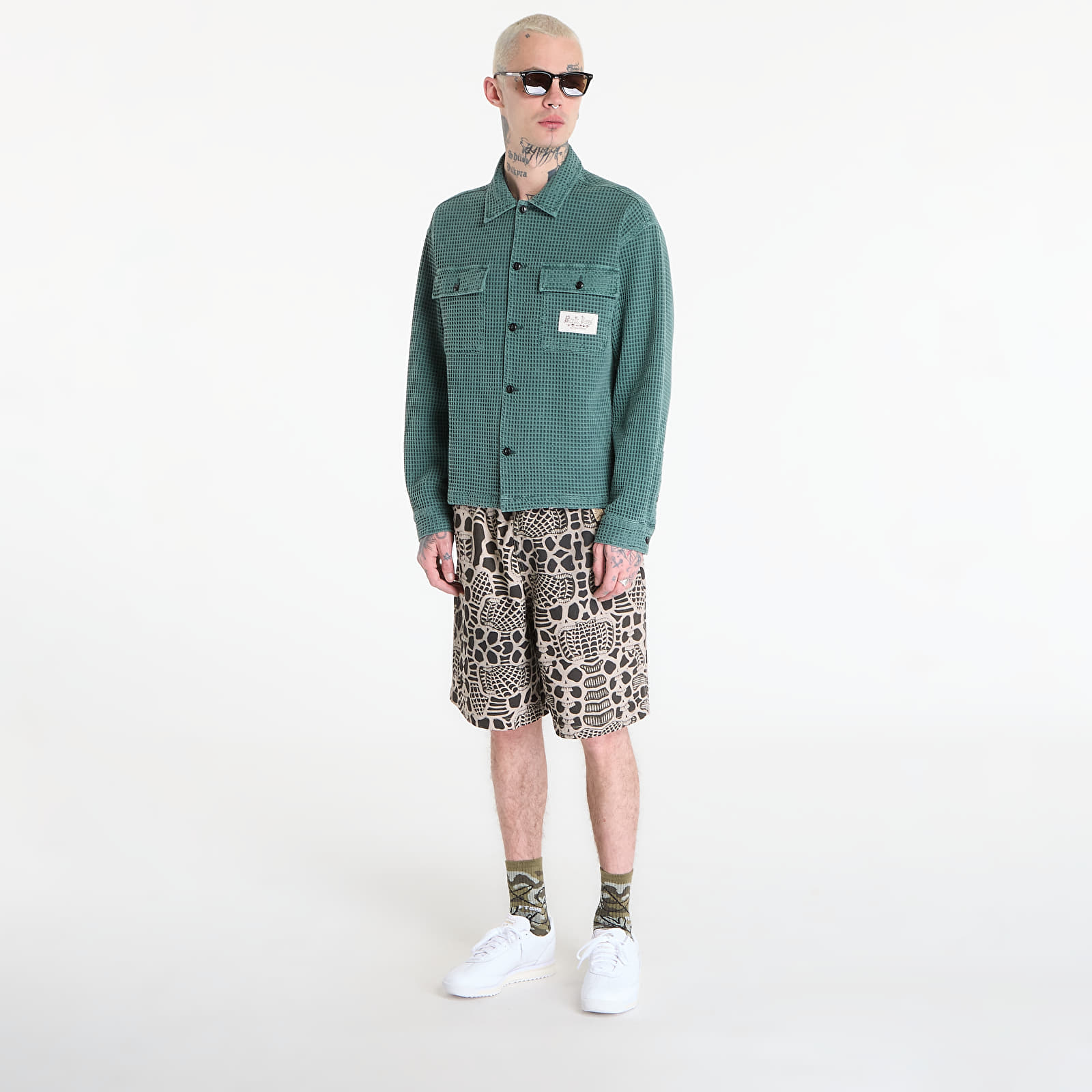 Krekli Brain Dead Waffle Button Front Shirt Pin