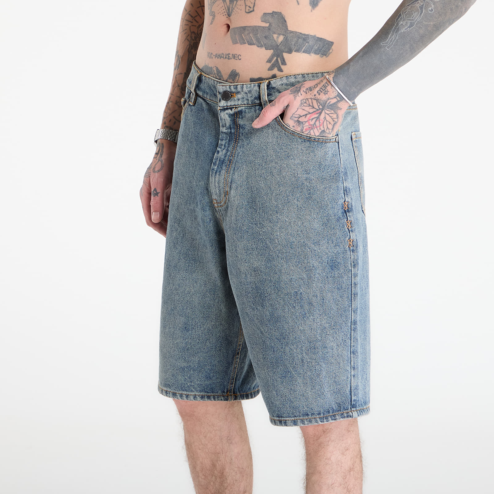 Kurzhosen Daily Paper Compact Shield Embroidery Denim Shorts Denim