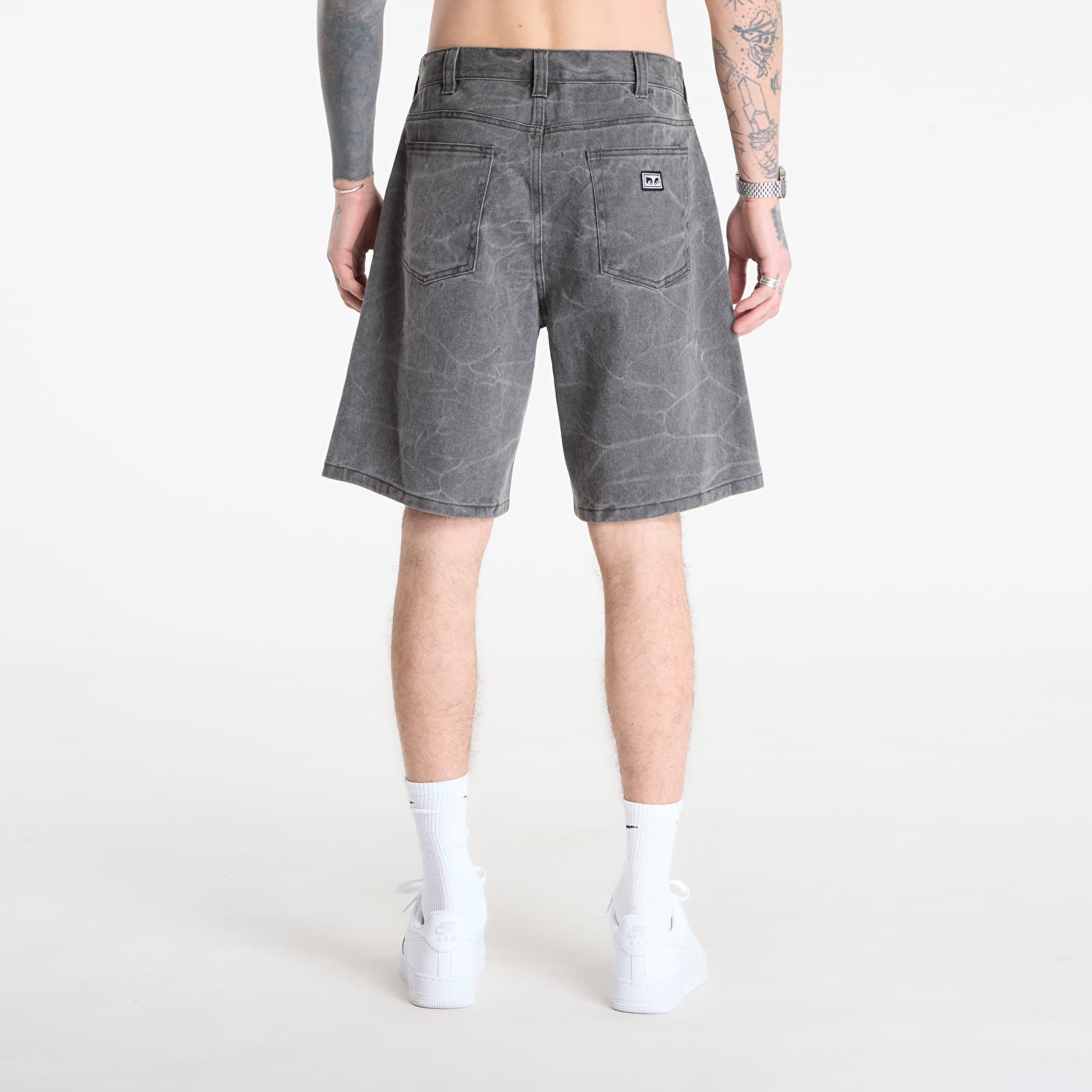 Miesten shortsit OBEY Bigwig Baggy Denim Short Black Wrinkle Wash