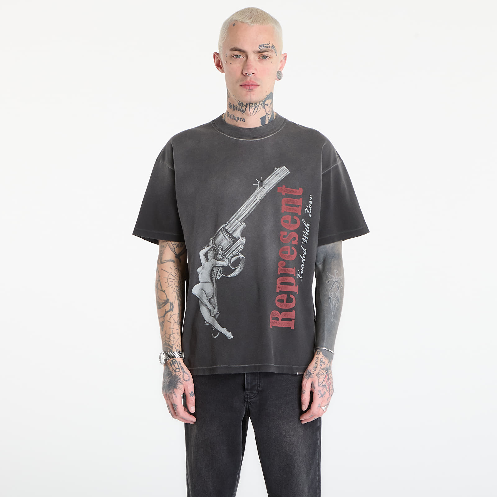 Pánske tričká REPRESENT Loaded With Love T-Shirt UNISEX Stained Black