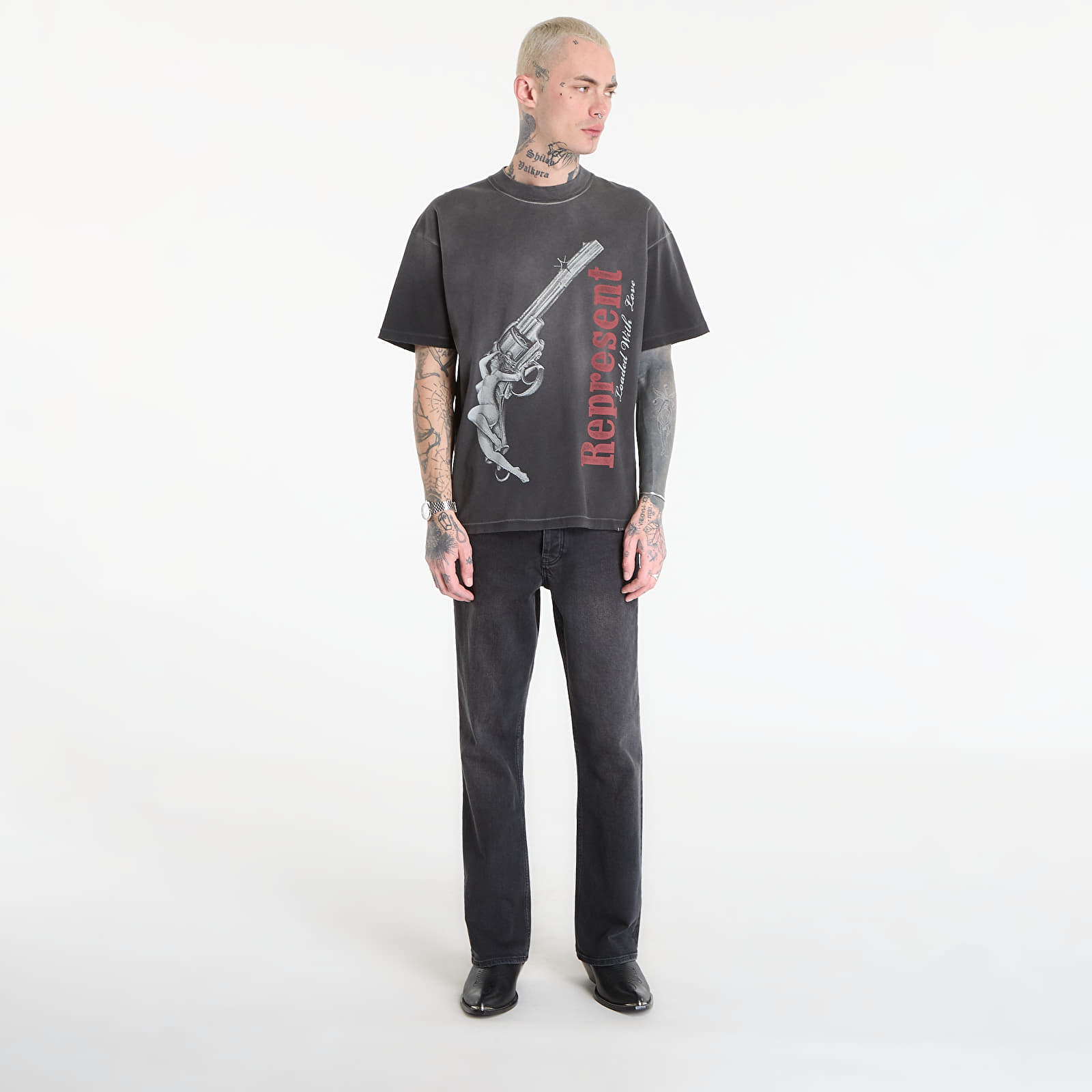 Pánske tričká REPRESENT Loaded With Love T-Shirt UNISEX Stained Black
