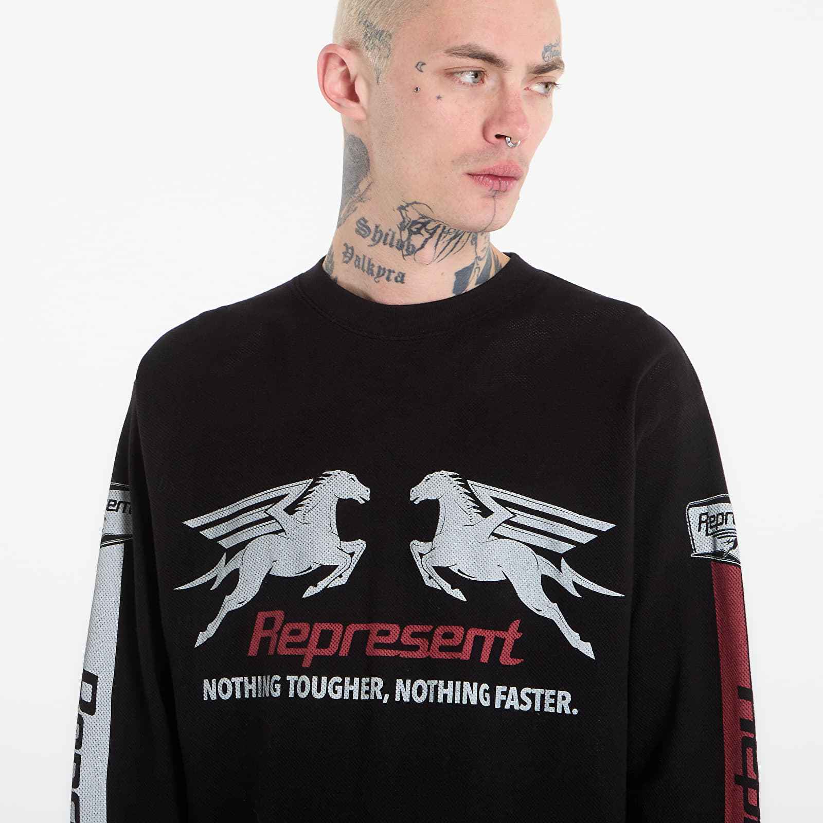 Ανδρικά μπλουζάκια REPRESENT Mesh Pegasus Long Sleeve T-Shirt UNISEX Jet Black