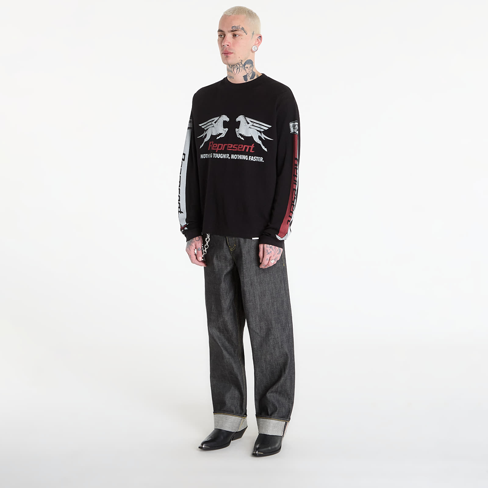 Ανδρικά μπλουζάκια REPRESENT Mesh Pegasus Long Sleeve T-Shirt UNISEX Jet Black