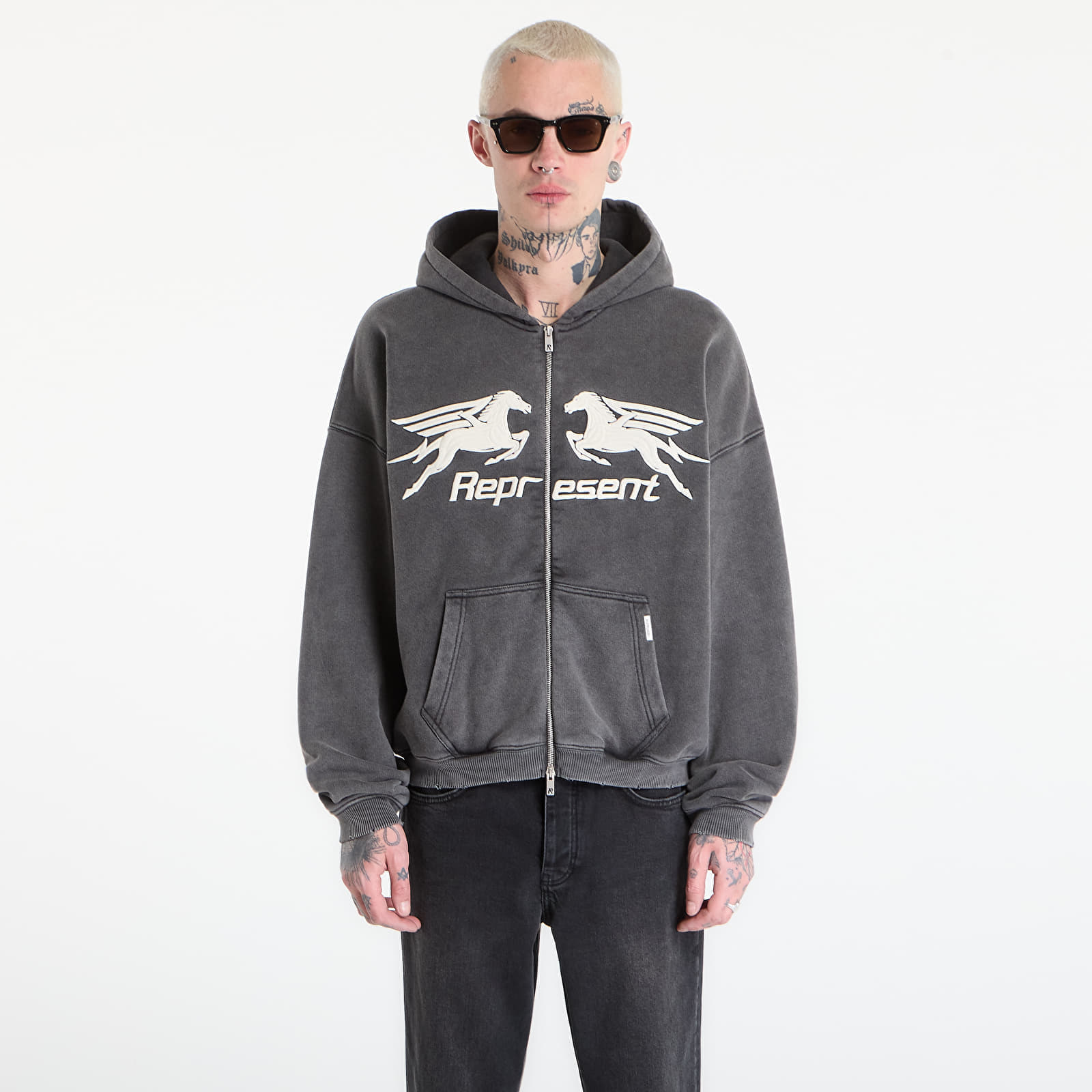 Суитшърт REPRESENT Pegasus Zip Through Hoodie UNISEX Vintage Grey XS