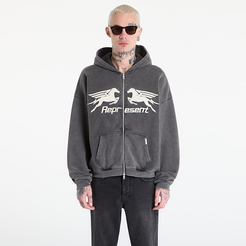 Sweatshirt REPRESENT Pegasus Zip Through Hoodie UNISEX Vintage Grey