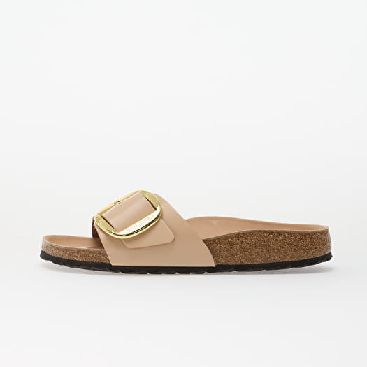 Birkenstock Madrid Big Buckle Natural Leather Patent Women High-Shine New Beige