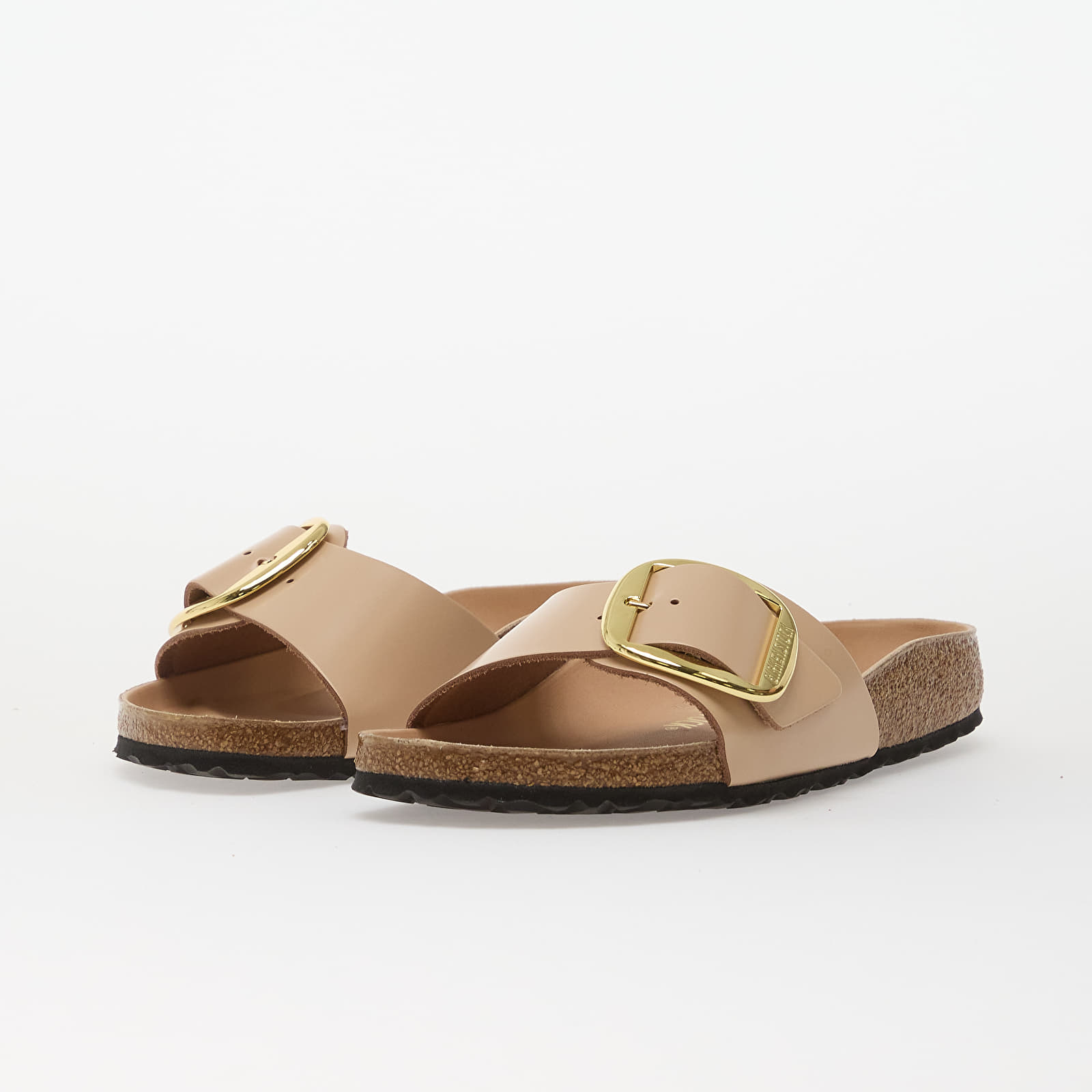 Women's shoes Birkenstock Madrid Big Buckle Natural Leather Patent Women High-Shine New Beige