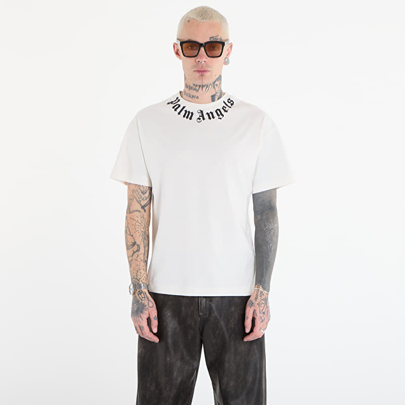 Palm Angels Neck Logo Regular Tee UNISEX Off White/ Black