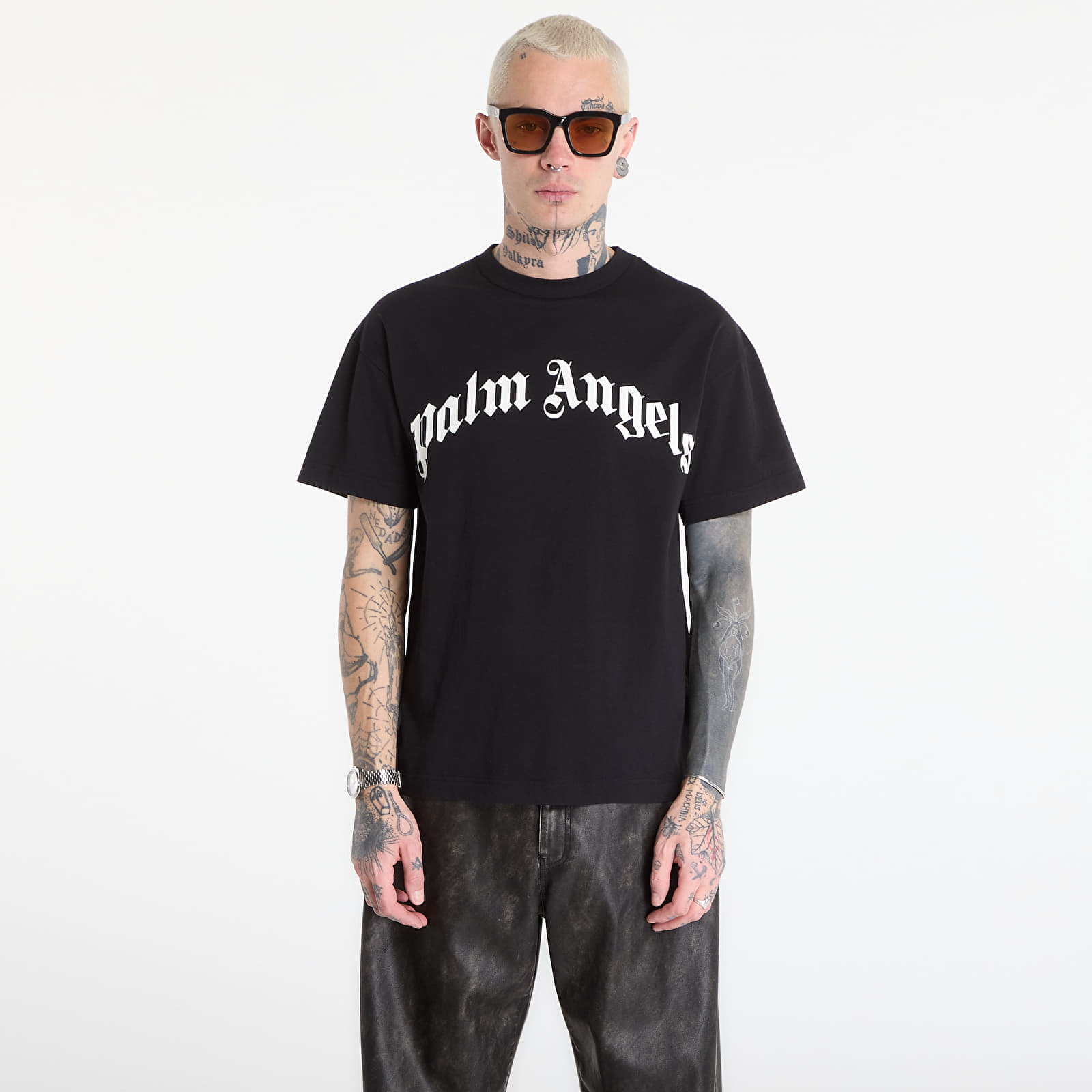 Тениска Palm Angels Curved Logo Regular Tee UNISEX Black/ Off White S