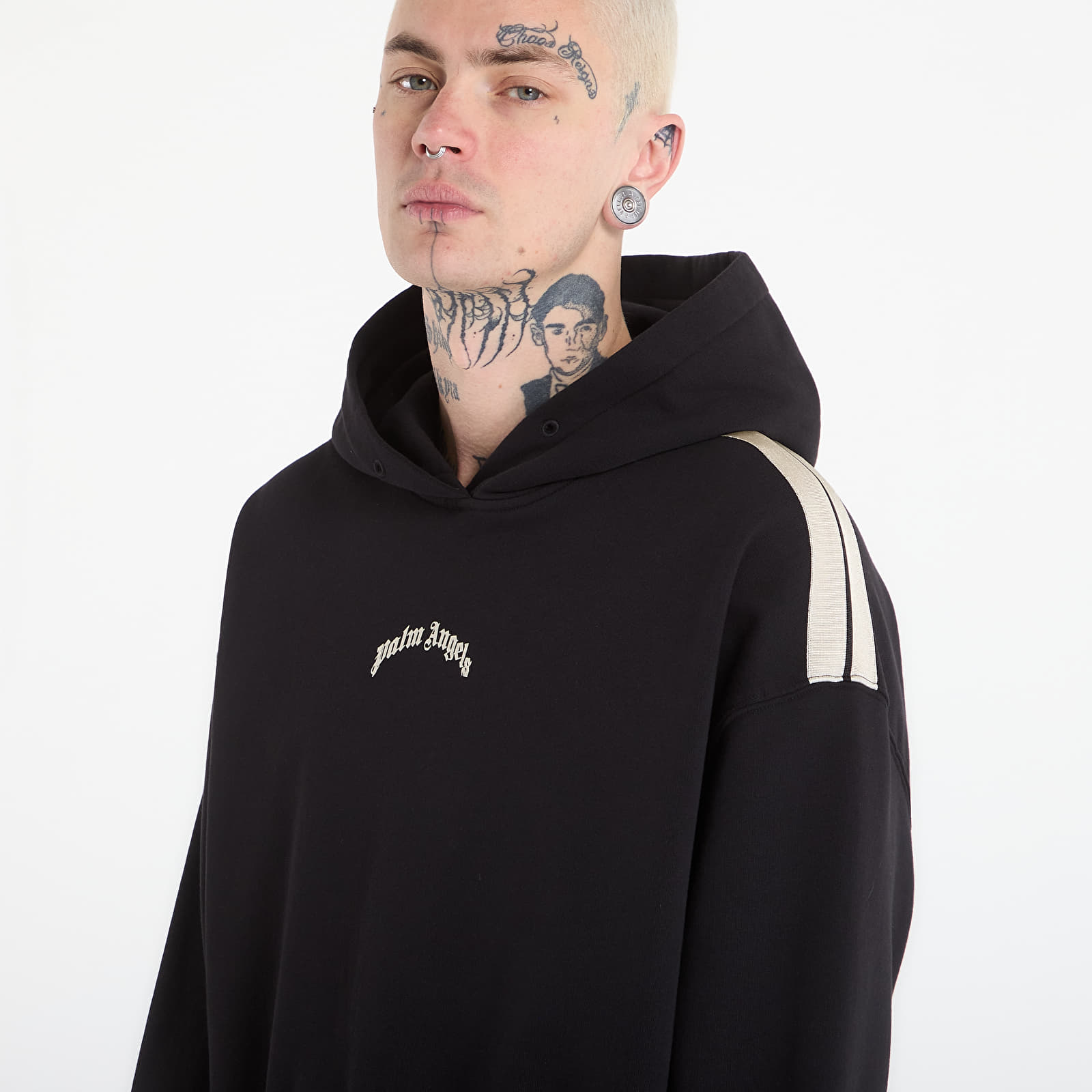 Sweatjacken und Sweatshirts Palm Angels Curved Logo Loose Crop Hoodie Black/ Tofu