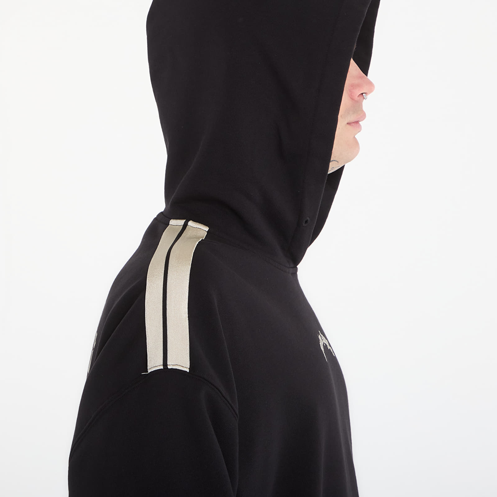 Sweatjacken und Sweatshirts Palm Angels Curved Logo Loose Crop Hoodie Black/ Tofu