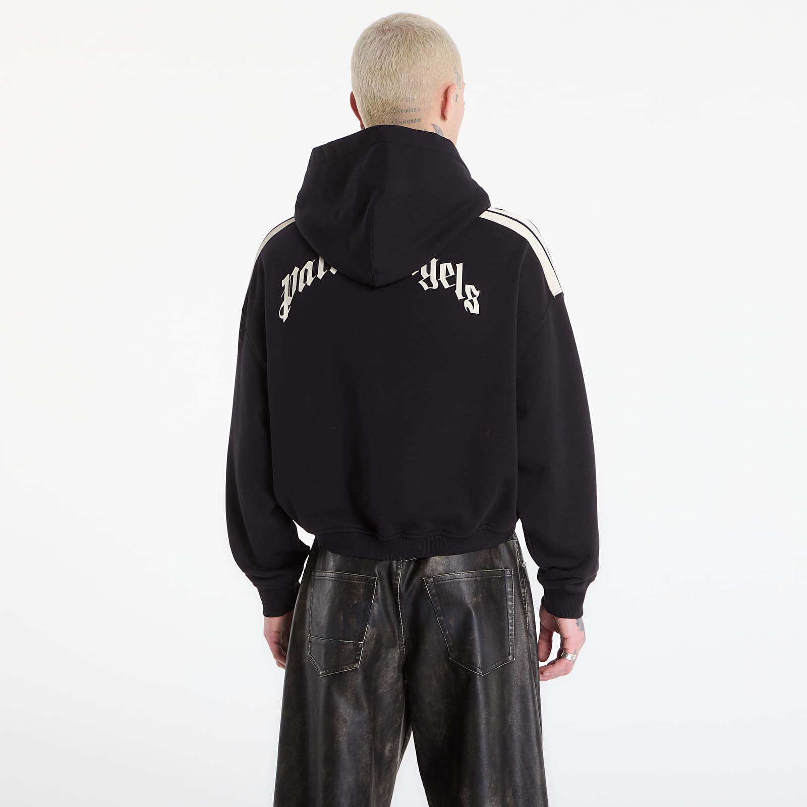 Sweatjacken und Sweatshirts Palm Angels Curved Logo Loose Crop Hoodie Black/ Tofu