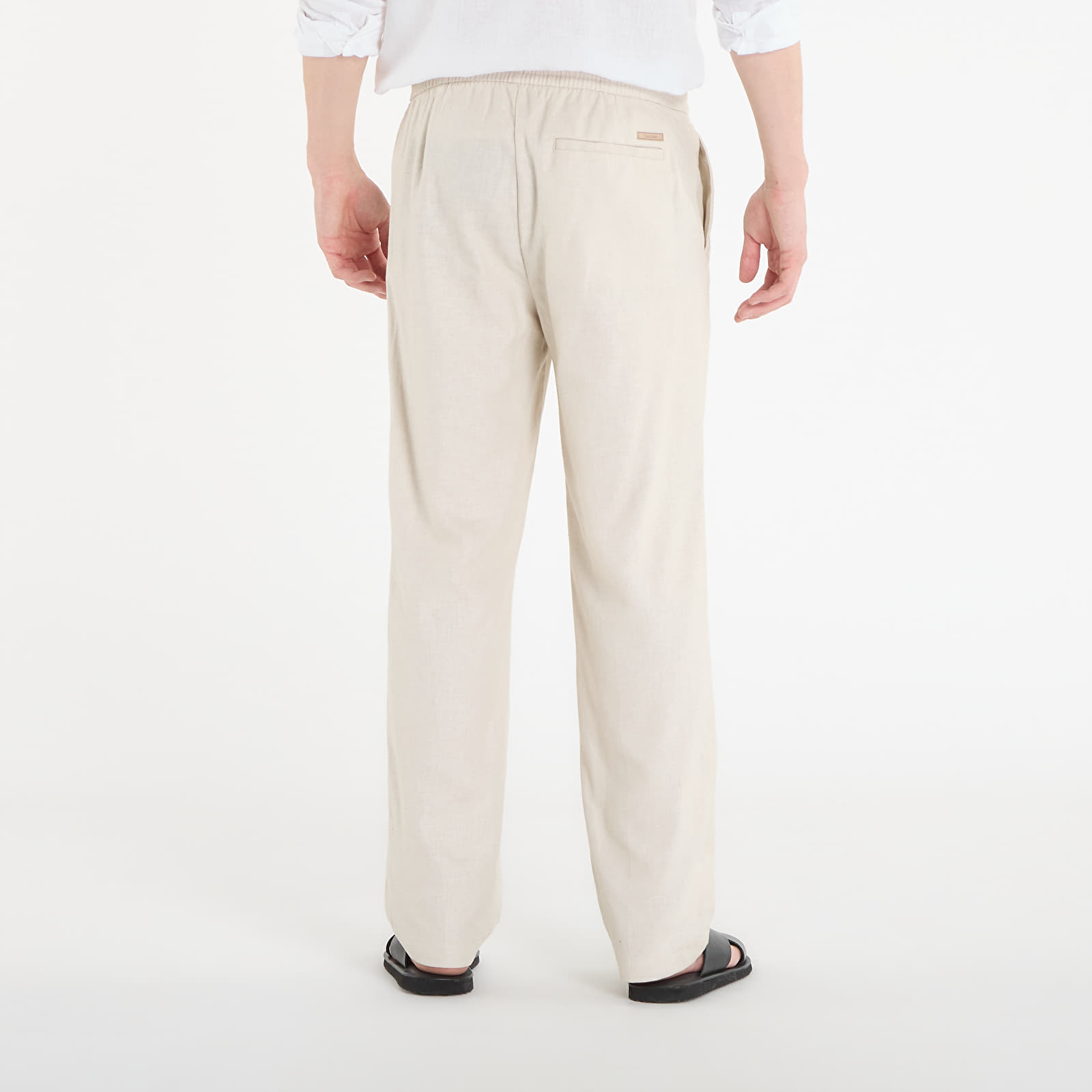 Muške hlače Calvin Klein Straight Linen Pull On Pant Oatmeal Melange