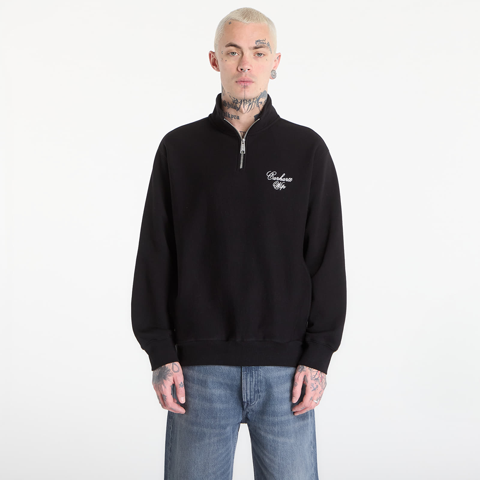 Суитшърт Carhartt WIP Longhand Half Zip Sweat UNISEX Black/ White XS