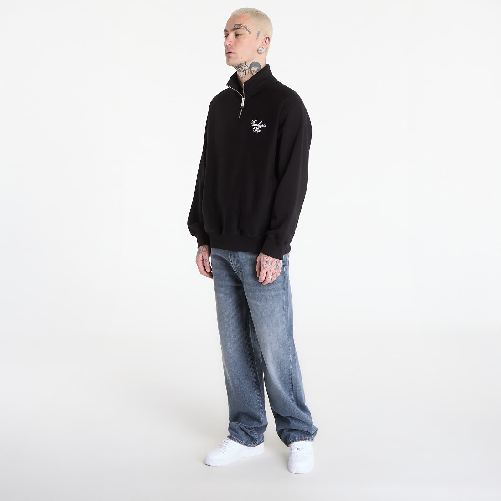 Hanorace Carhartt WIP Longhand Half Zip Sweat UNISEX Black/ White