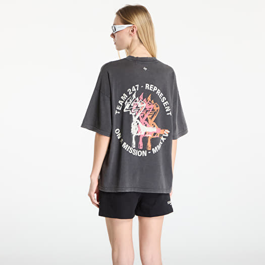 REPRESENT 247 Torch Crop Tee UNISEX Washed Black | Footshop