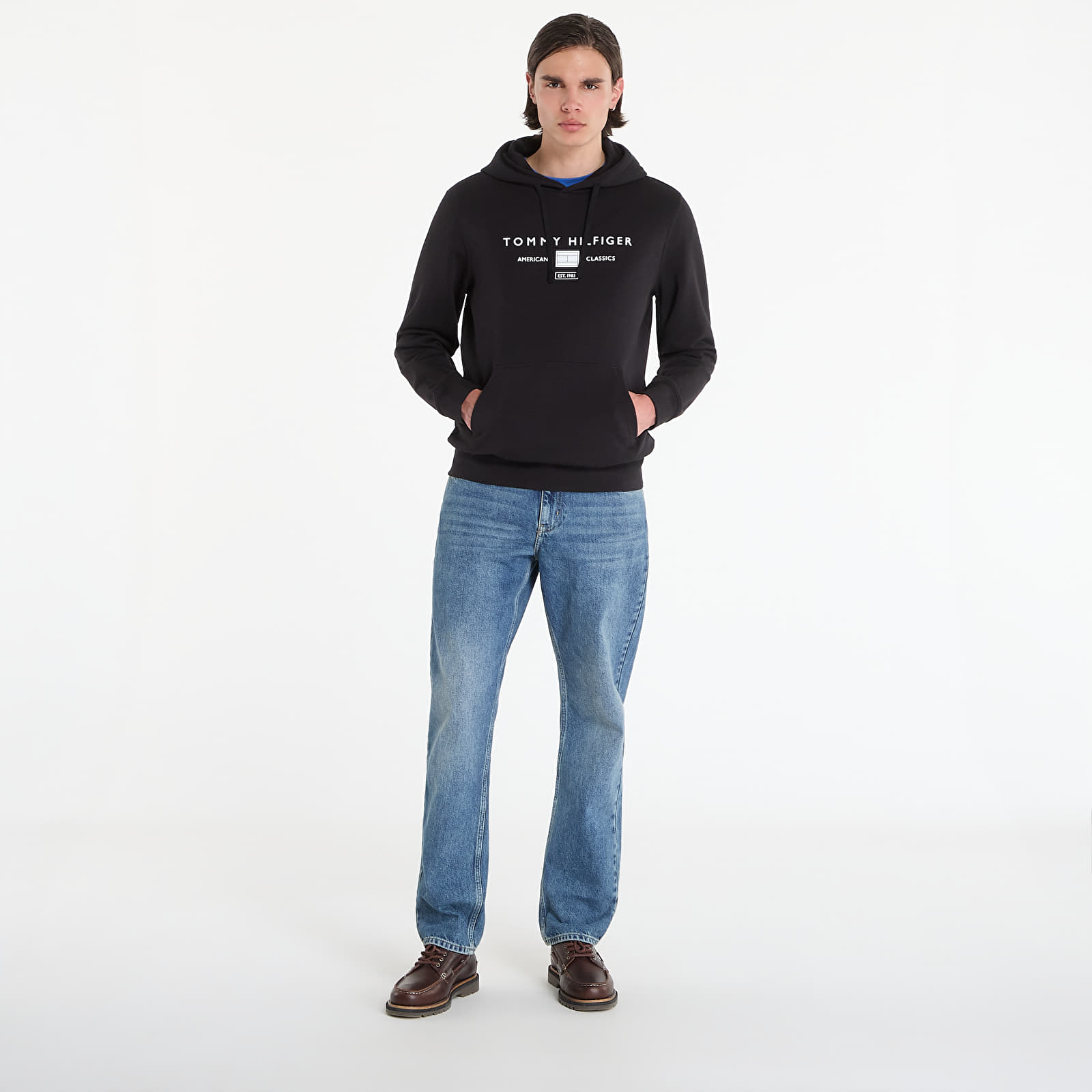 Moški hoodiji  Tommy Hilfiger Brand Love Tr Mono Stack Hoody Black