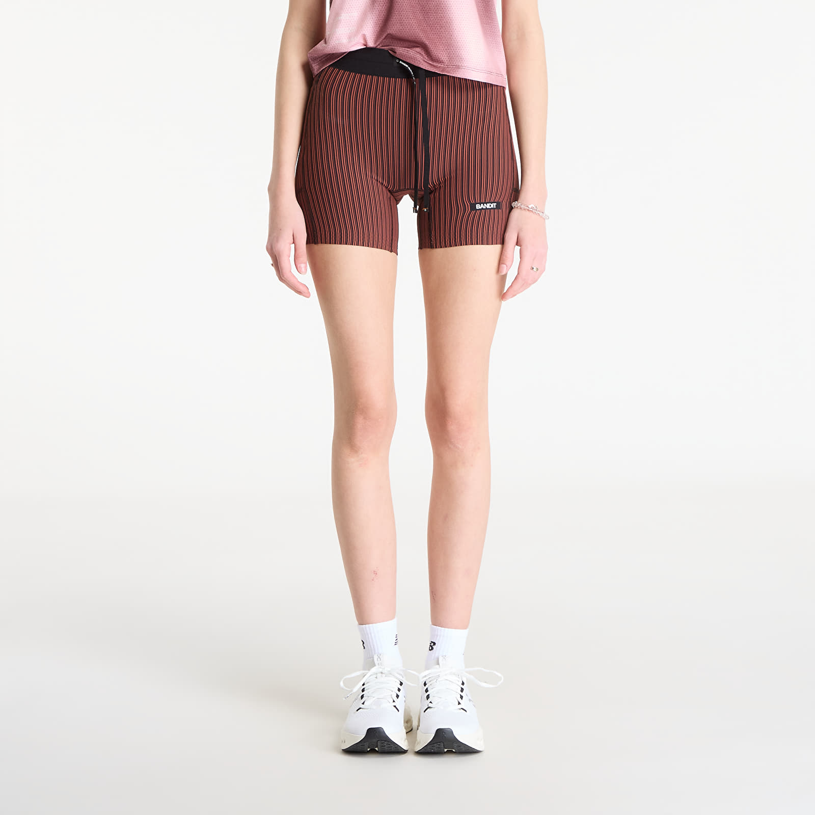 Kraťasy BANDIT Women's Striped Cadence™ 5" Compression Shorts Mahogany/ Black