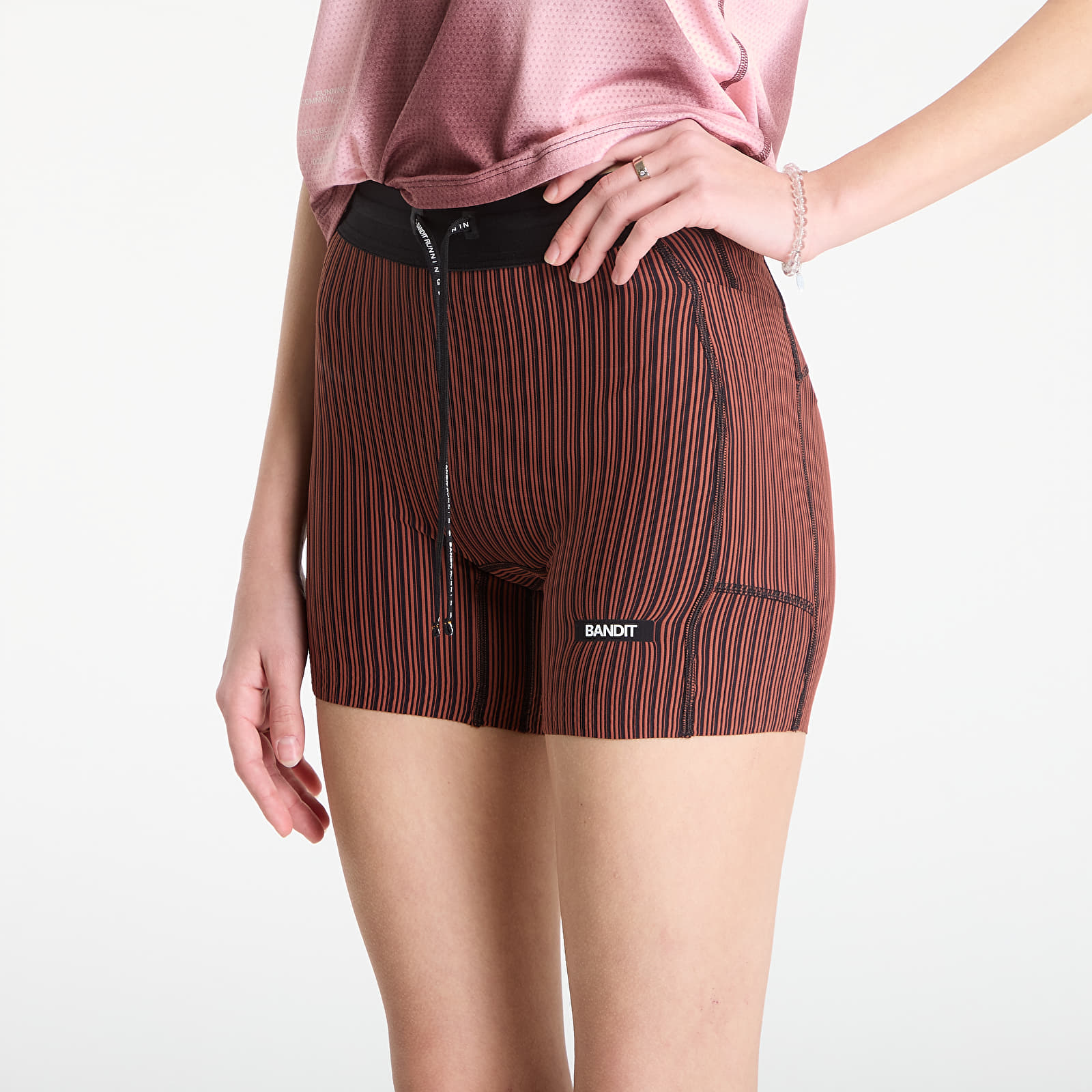 Kraťasy BANDIT Women's Striped Cadence™ 5" Compression Shorts Mahogany/ Black
