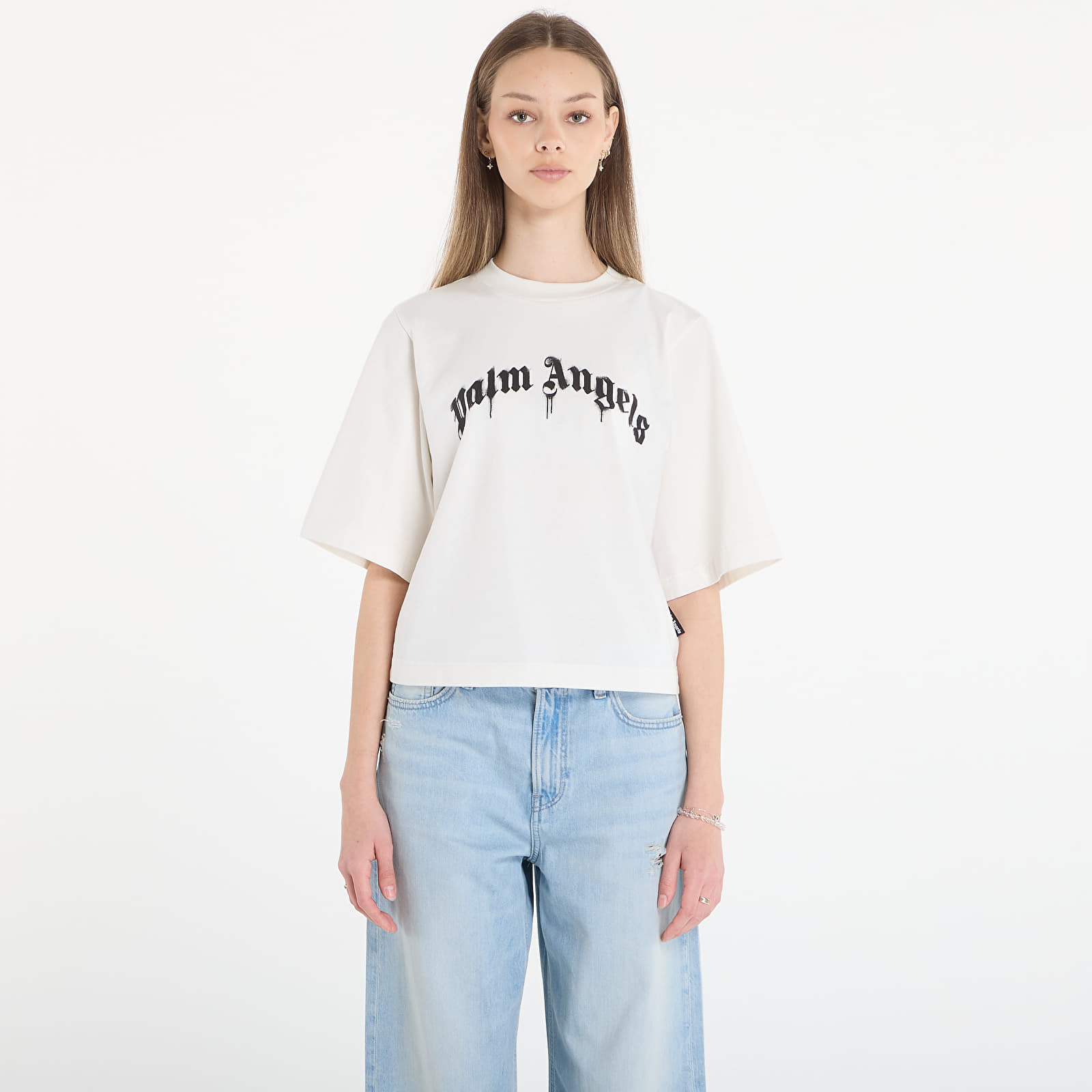 T-Shirts Palm Angels Curved Logo Boxy Tee Off White/ Black