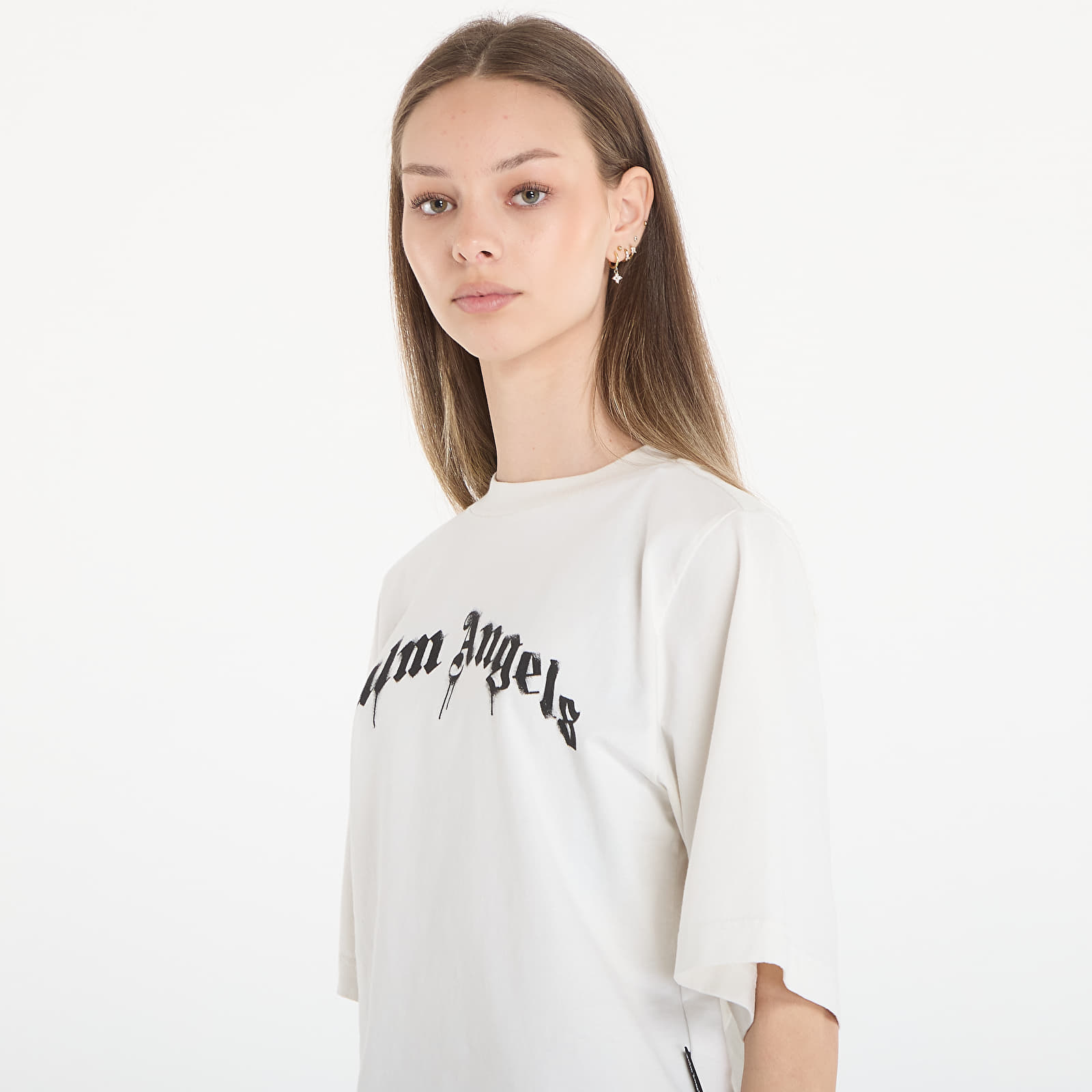 T-Shirts Palm Angels Curved Logo Boxy Tee Off White/ Black