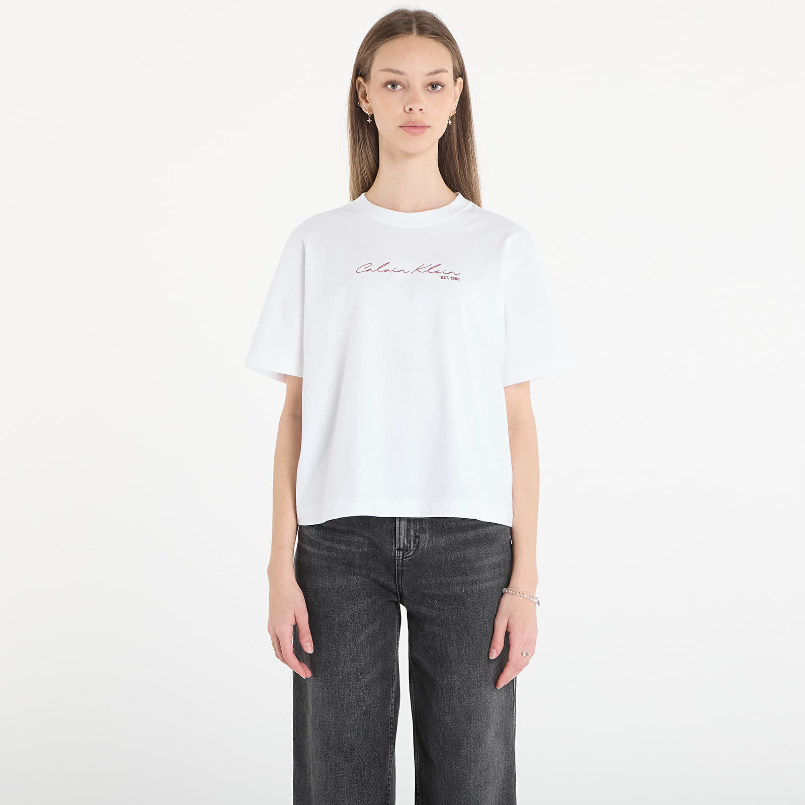 Тениска Calvin Klein Jeans Ss Graphic Boxy Tee White XS