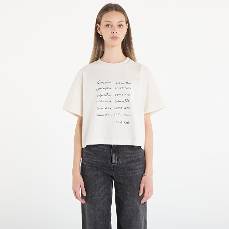 Marškinėliai Calvin Klein Jeans Ss Cropped Boxy Grap Tee White