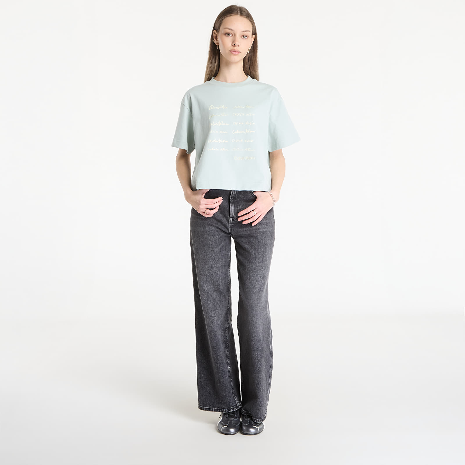 T-shirts Calvin Klein Jeans Ss Cropped Boxy Grap Tee Green