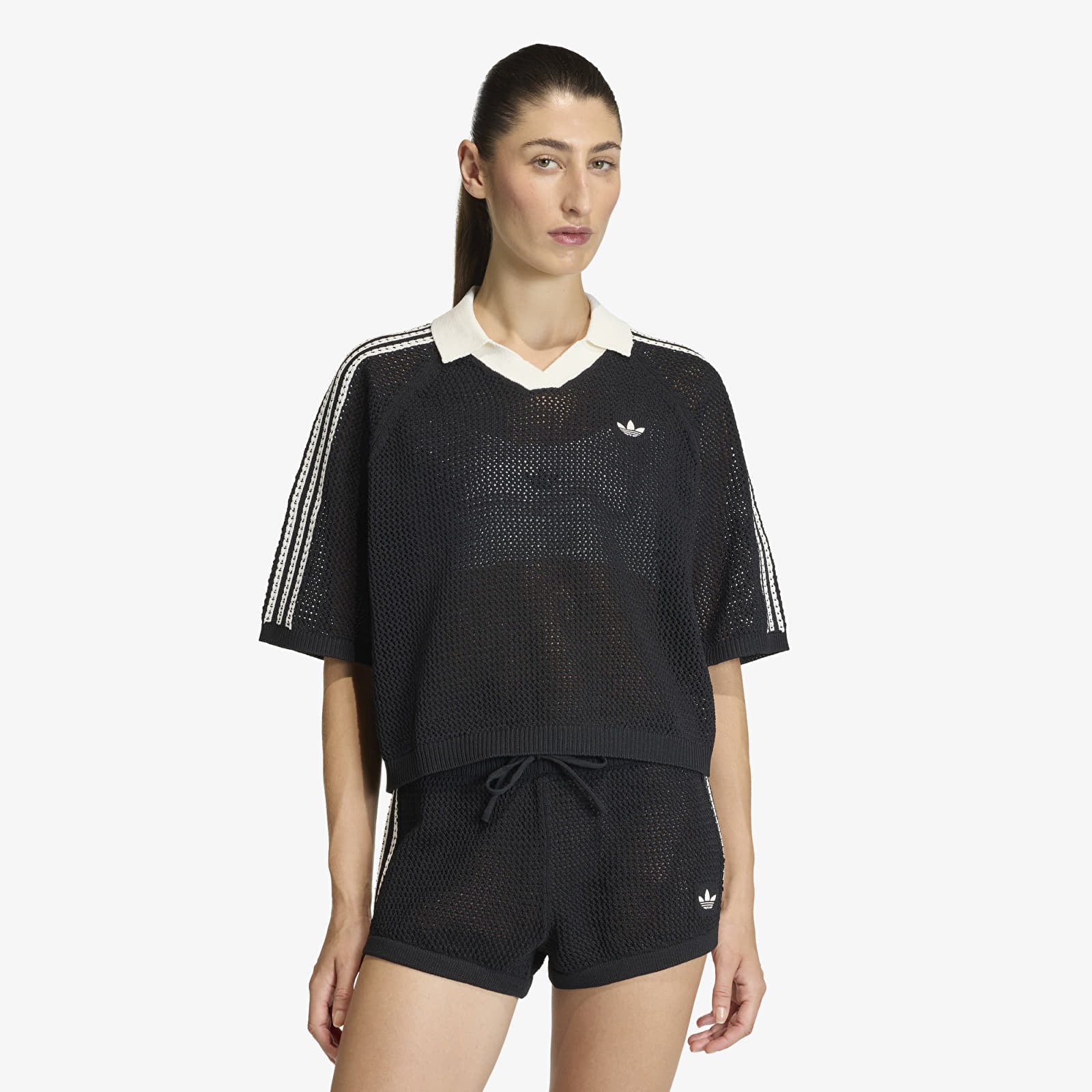 T-shirts adidas Knitted Crochet Polo Black