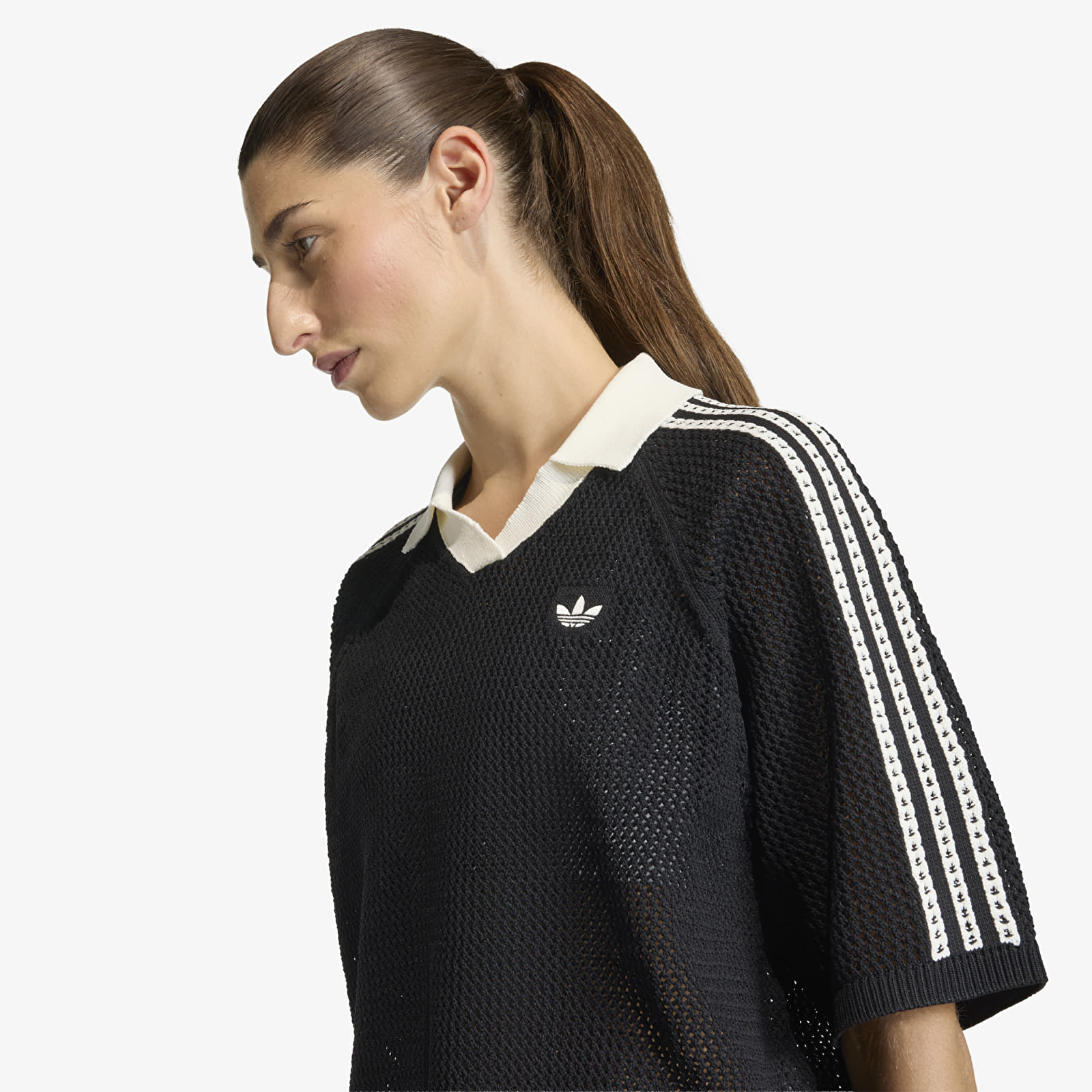 T-shirts adidas Knitted Crochet Polo Black