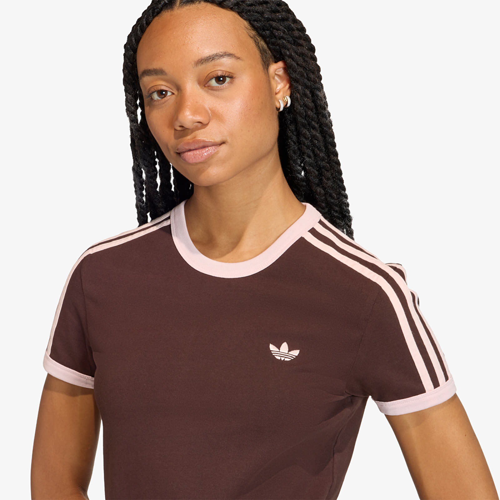 Damen T-Shirts  adidas 3 Stripes Slim T-Shirt Aurora Coffee
