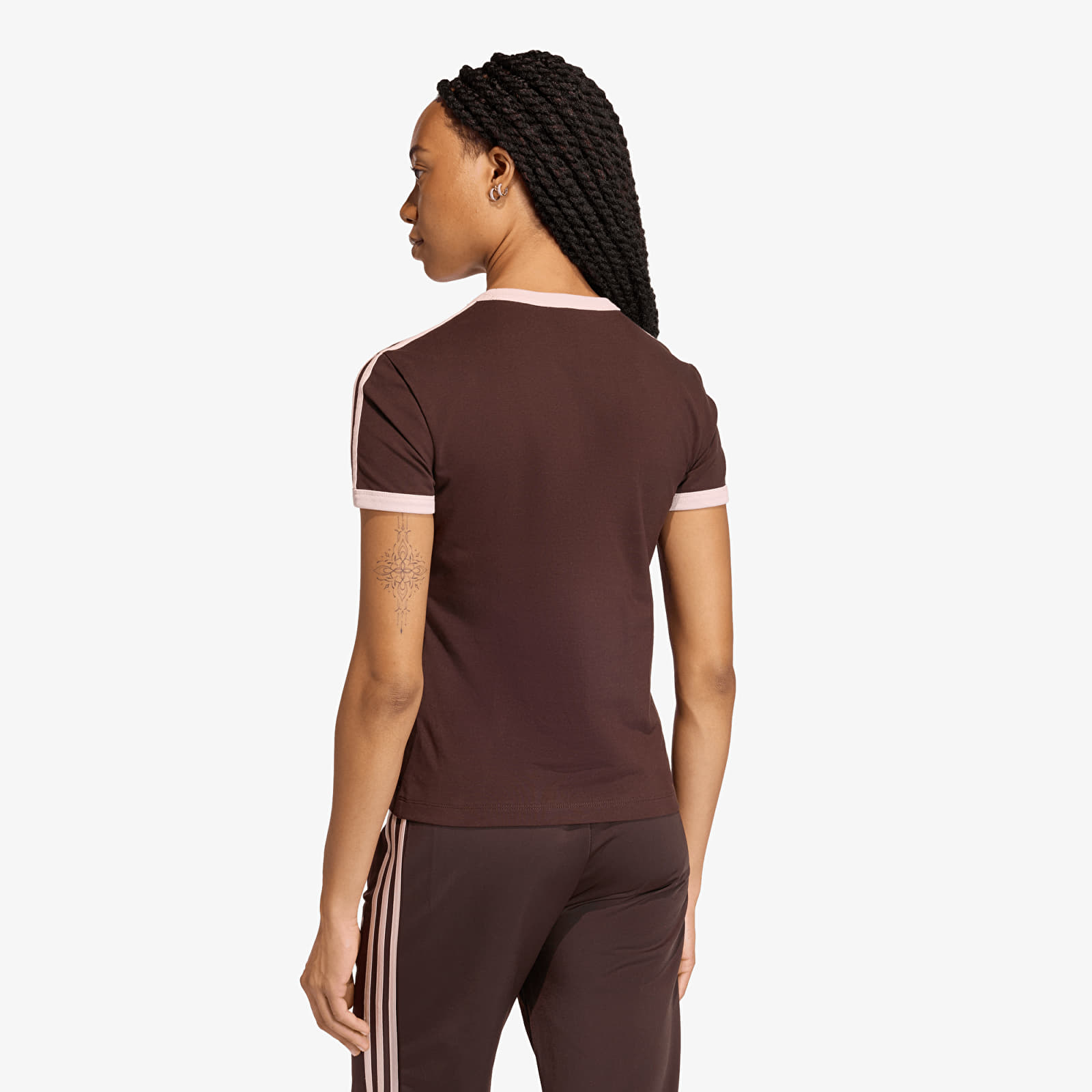 Damen T-Shirts  adidas 3 Stripes Slim T-Shirt Aurora Coffee