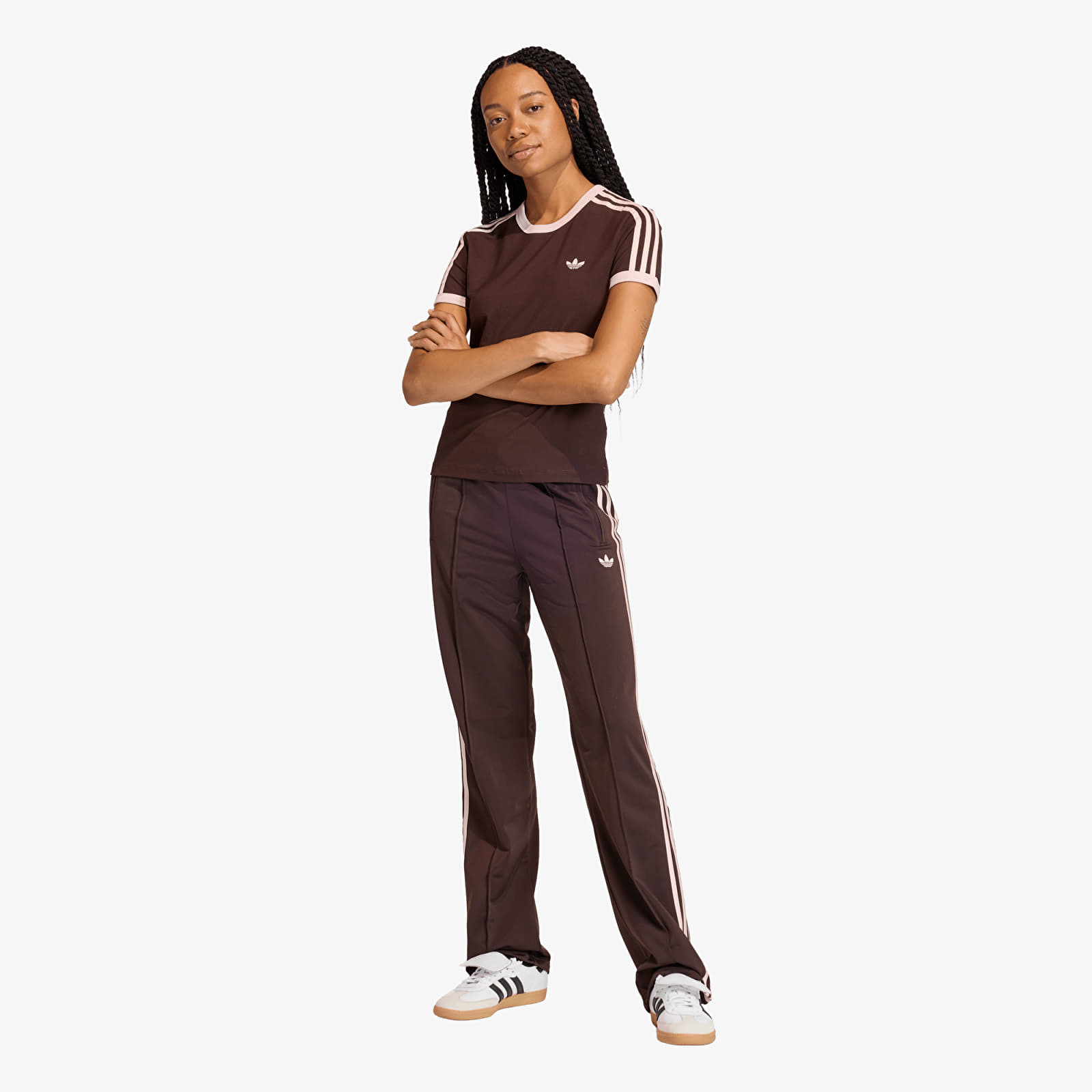 Damen T-Shirts  adidas 3 Stripes Slim T-Shirt Aurora Coffee