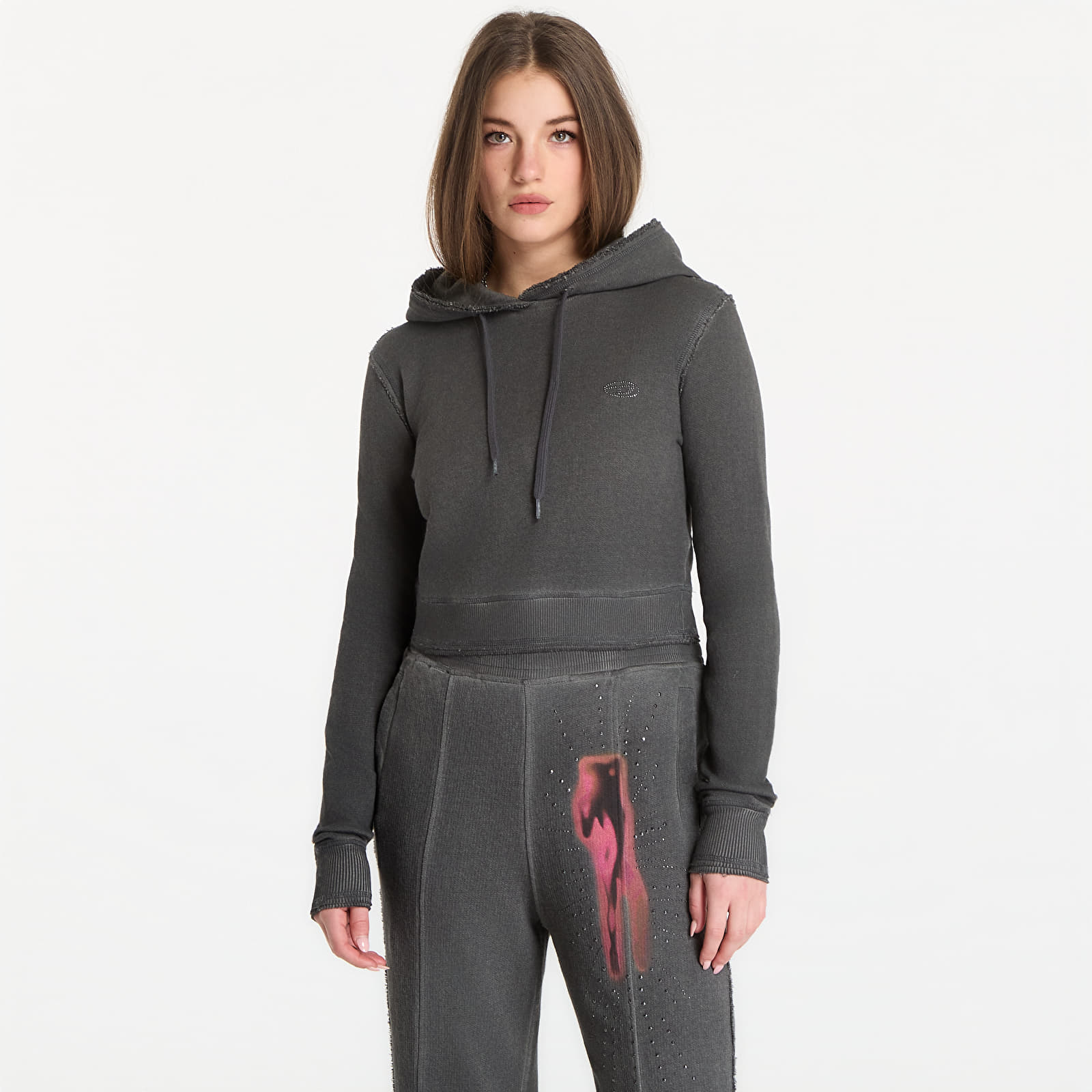 Luvtröjor för kvinnor Diesel F-Slimmy-Hood-S3 Sweatshirt Grigio Melange