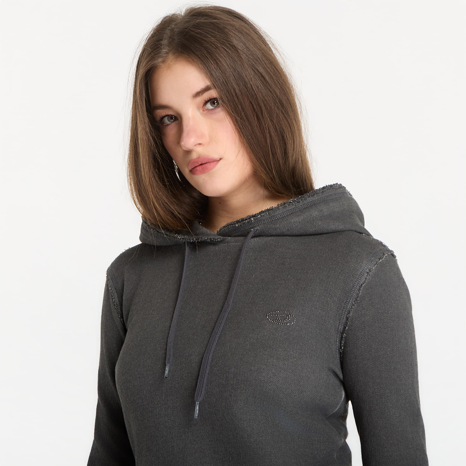 Luvtröjor för kvinnor Diesel F-Slimmy-Hood-S3 Sweatshirt Grigio Melange