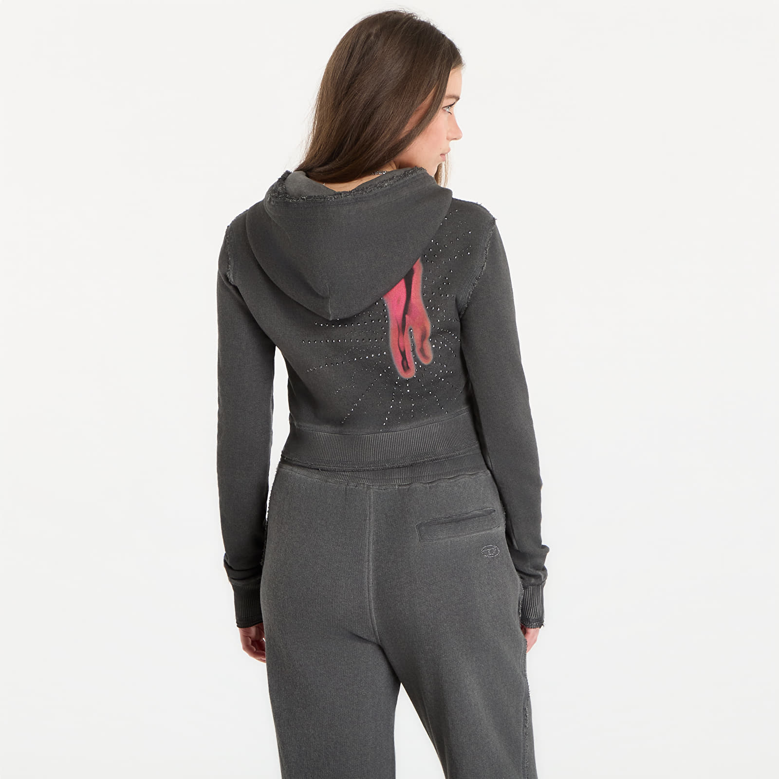 Luvtröjor för kvinnor Diesel F-Slimmy-Hood-S3 Sweatshirt Grigio Melange