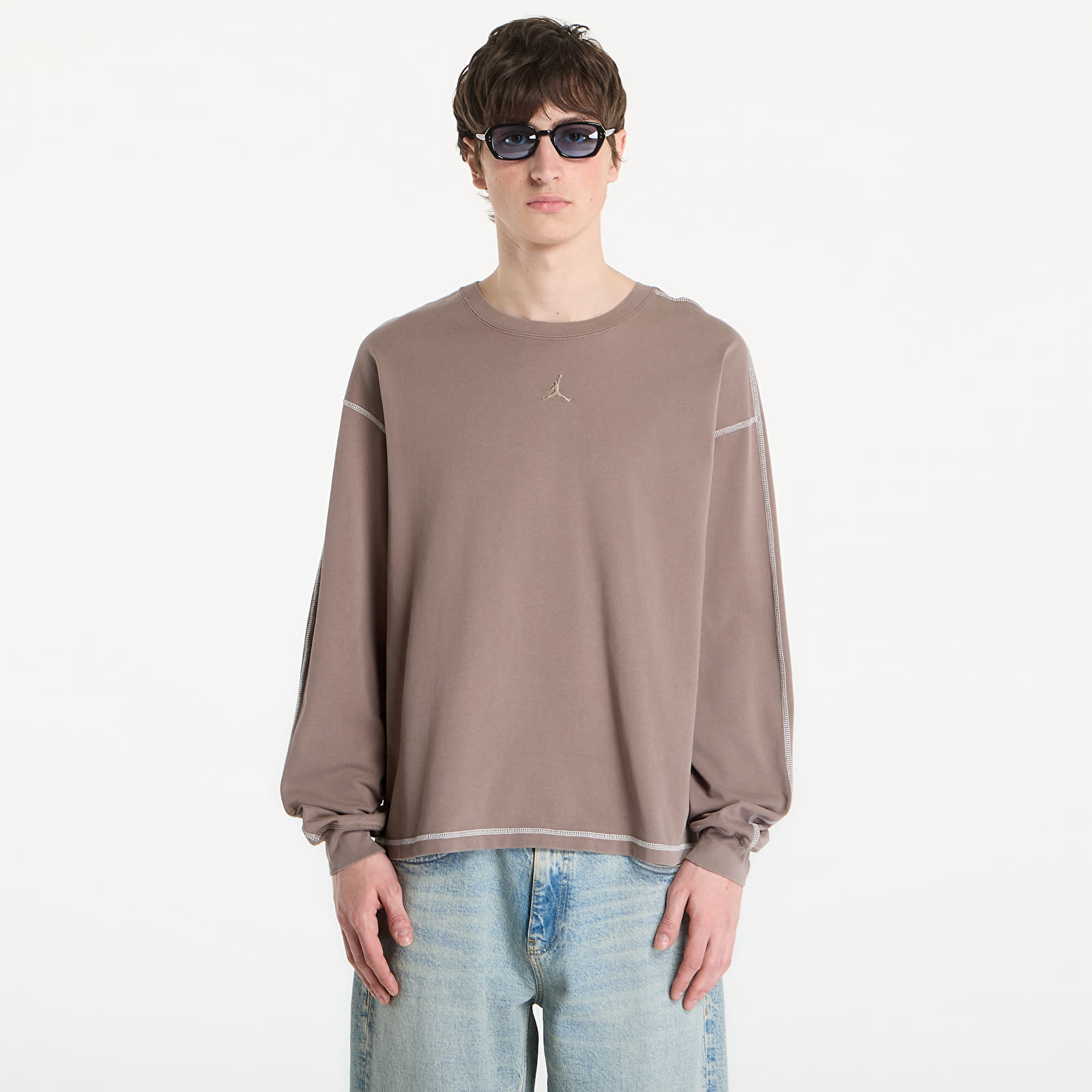 T-Shirts Jordan Flight Men's Heavyweight Long-Sleeve Top Olive Grey/ Sail/ Olive Grey