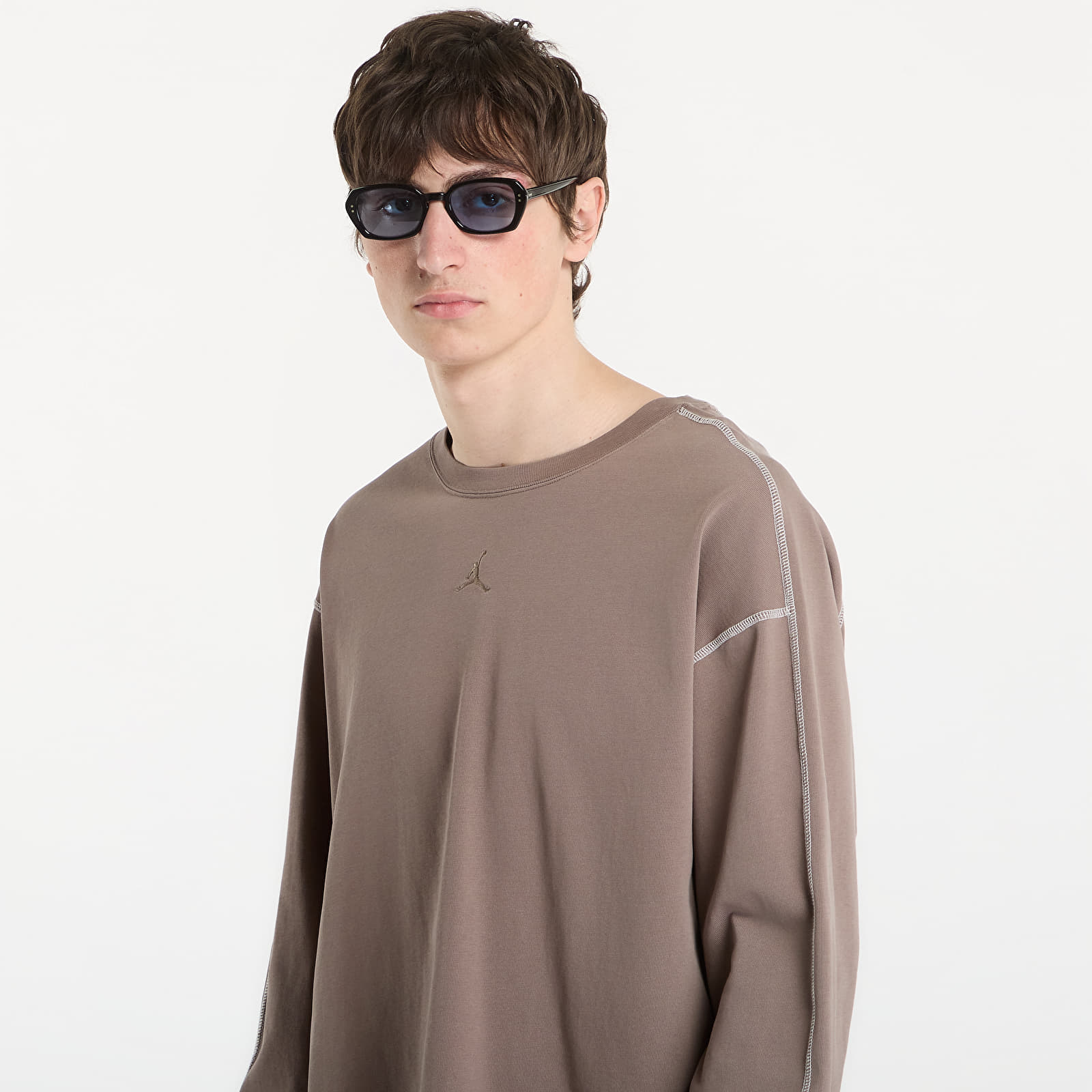 T-Shirts Jordan Flight Men's Heavyweight Long-Sleeve Top Olive Grey/ Sail/ Olive Grey