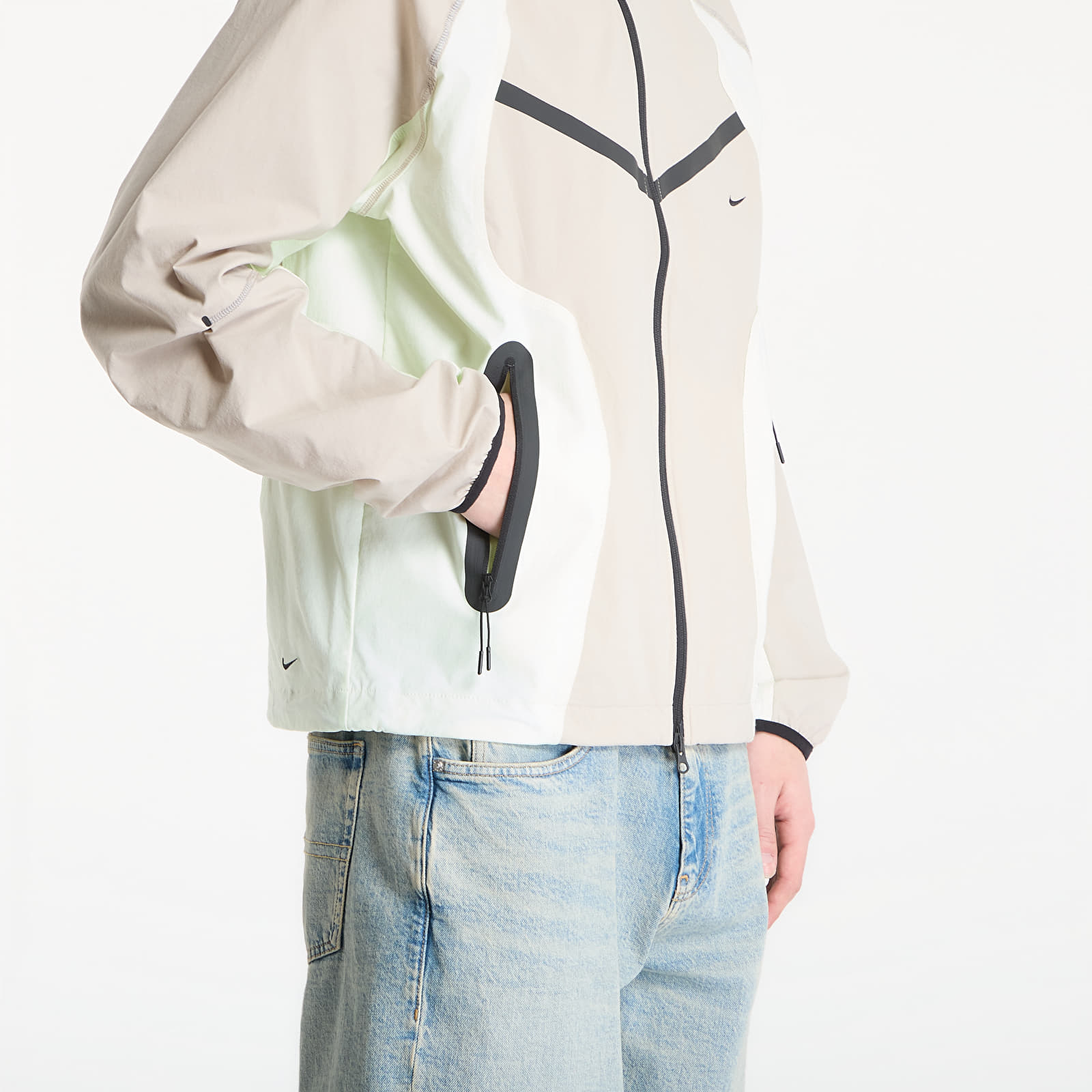 Bundy Nike Tech Men's Dri-FIT Woven Full-Zip Color-Block Windrunner Jacket Cream Ii/ Volt Tint/ Black