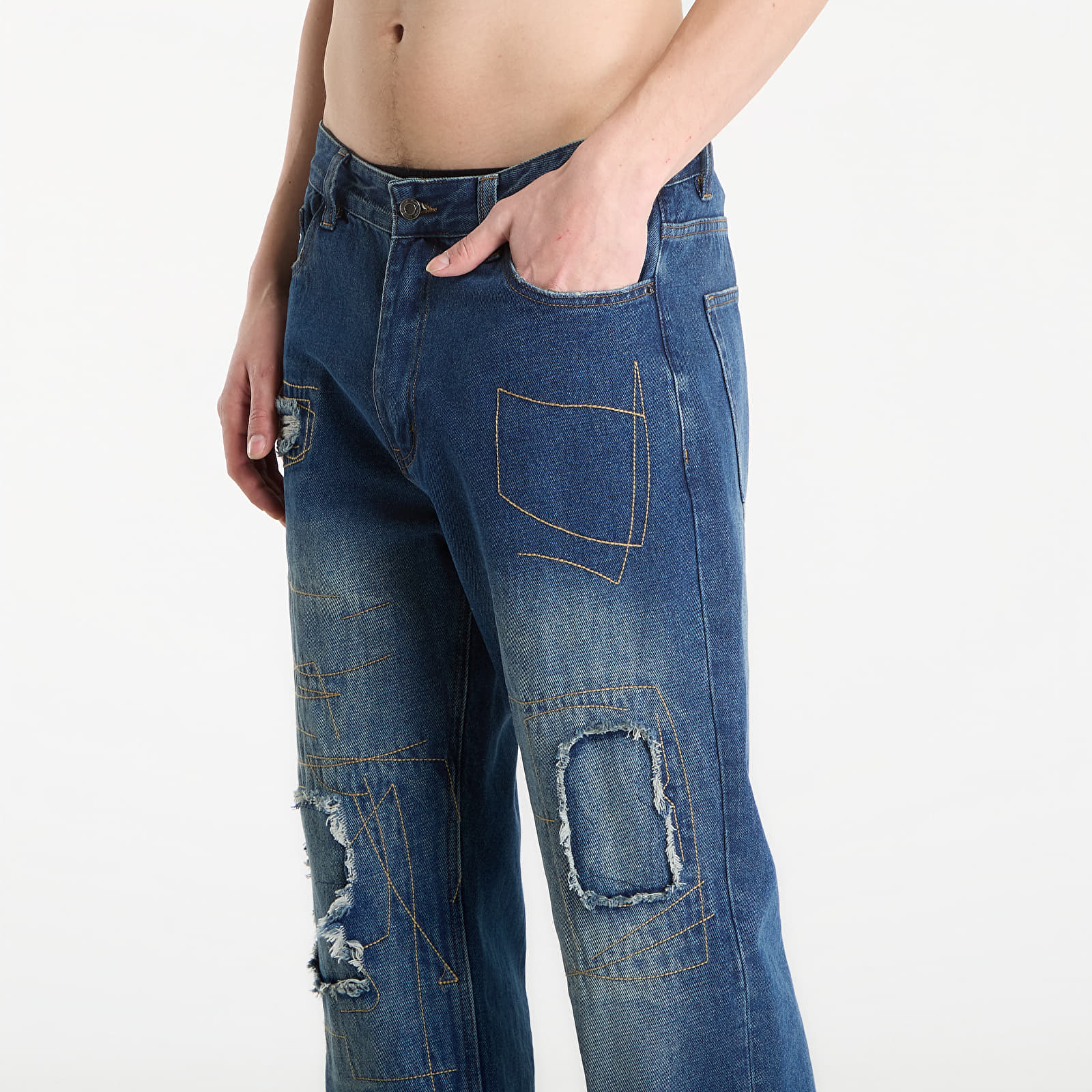 Jeans hlače Wasted Paris M Ripped Manc Faded Washed Blue