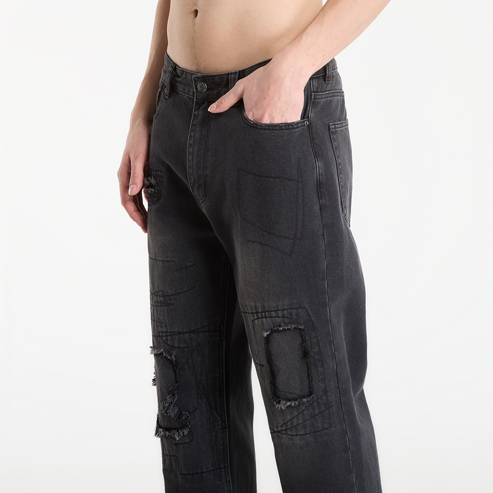 Jeans Wasted Paris M Ripped Manc Faded Black