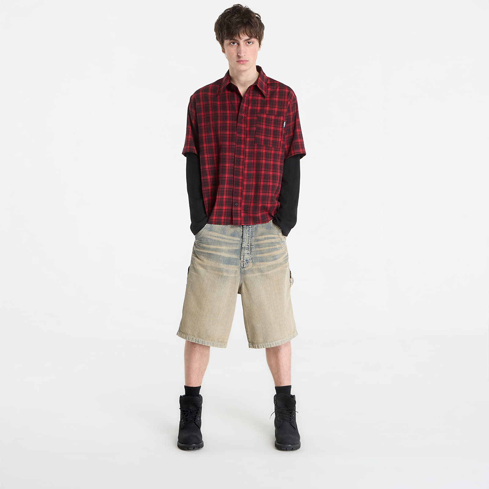 Hemden Wasted Paris M Tartan Age Shirt Fire Red/ Black