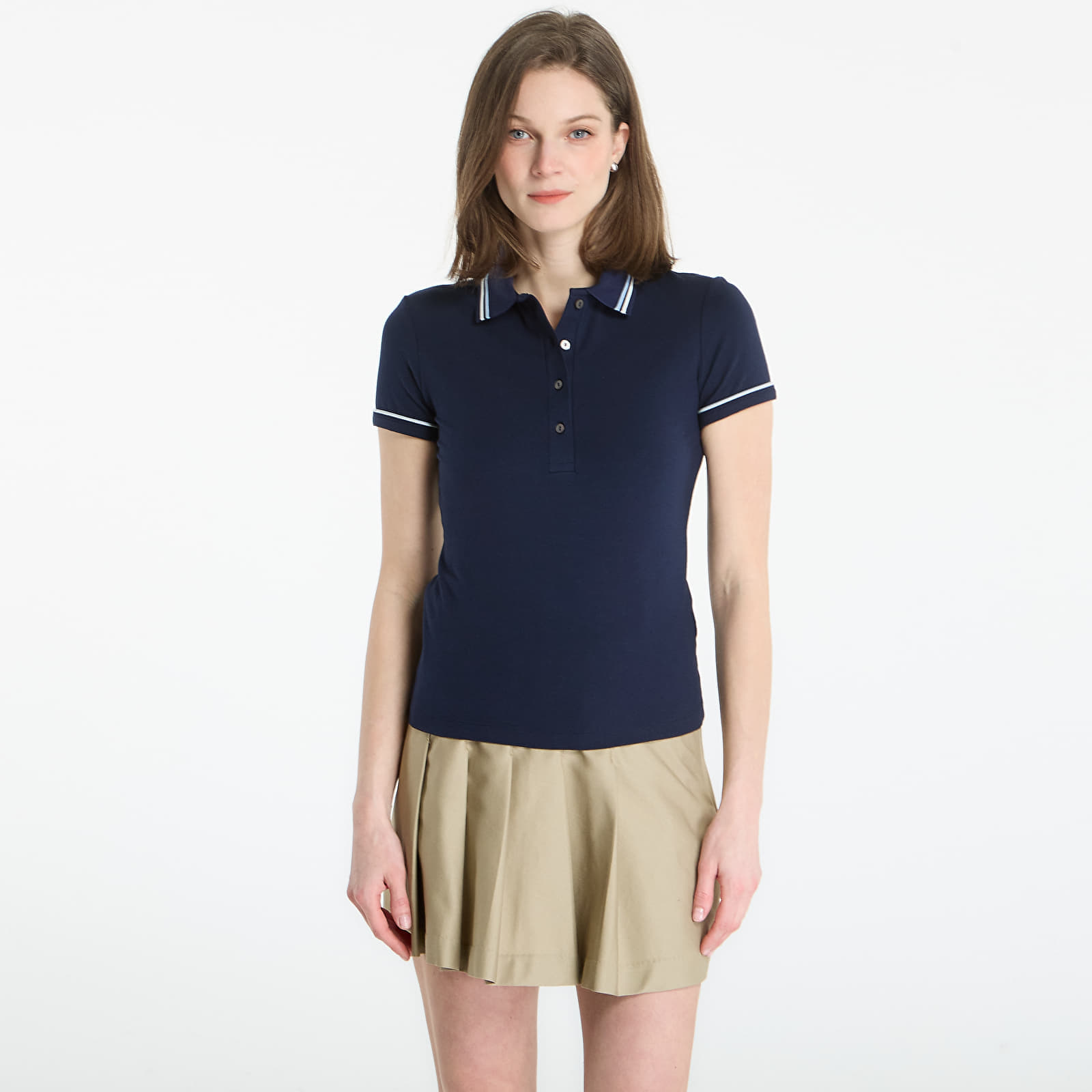 Тениска LACOSTE Ribbed Collar Shirt Navy Blue/ Chambray-Flour 38